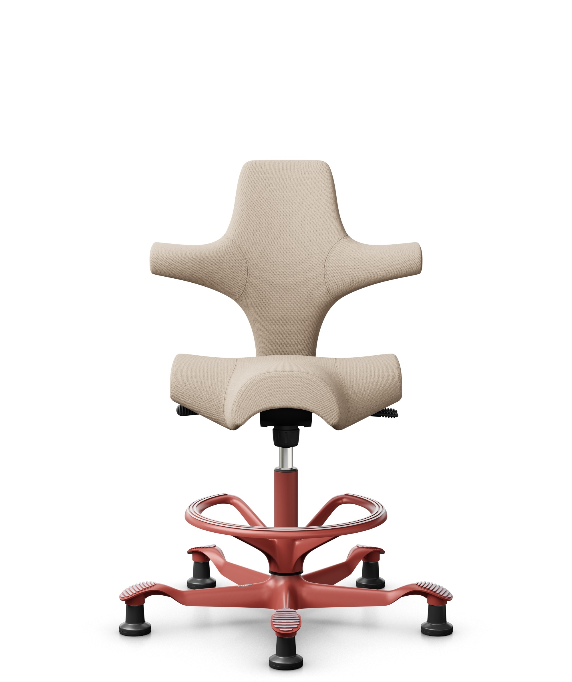 HÅG Capisco 8106 - Select (Gabriel) - Wol / Polyamide - SC61188 - Light beige - Framekleur - Blush Rose - Gasveer - 200 mm (Zithoogte 46-64cm) - Vloercontact - Glijdoppen - Voetenring - Ja, in framekleur - Voetster - Nee, voetster in framekleur - 1