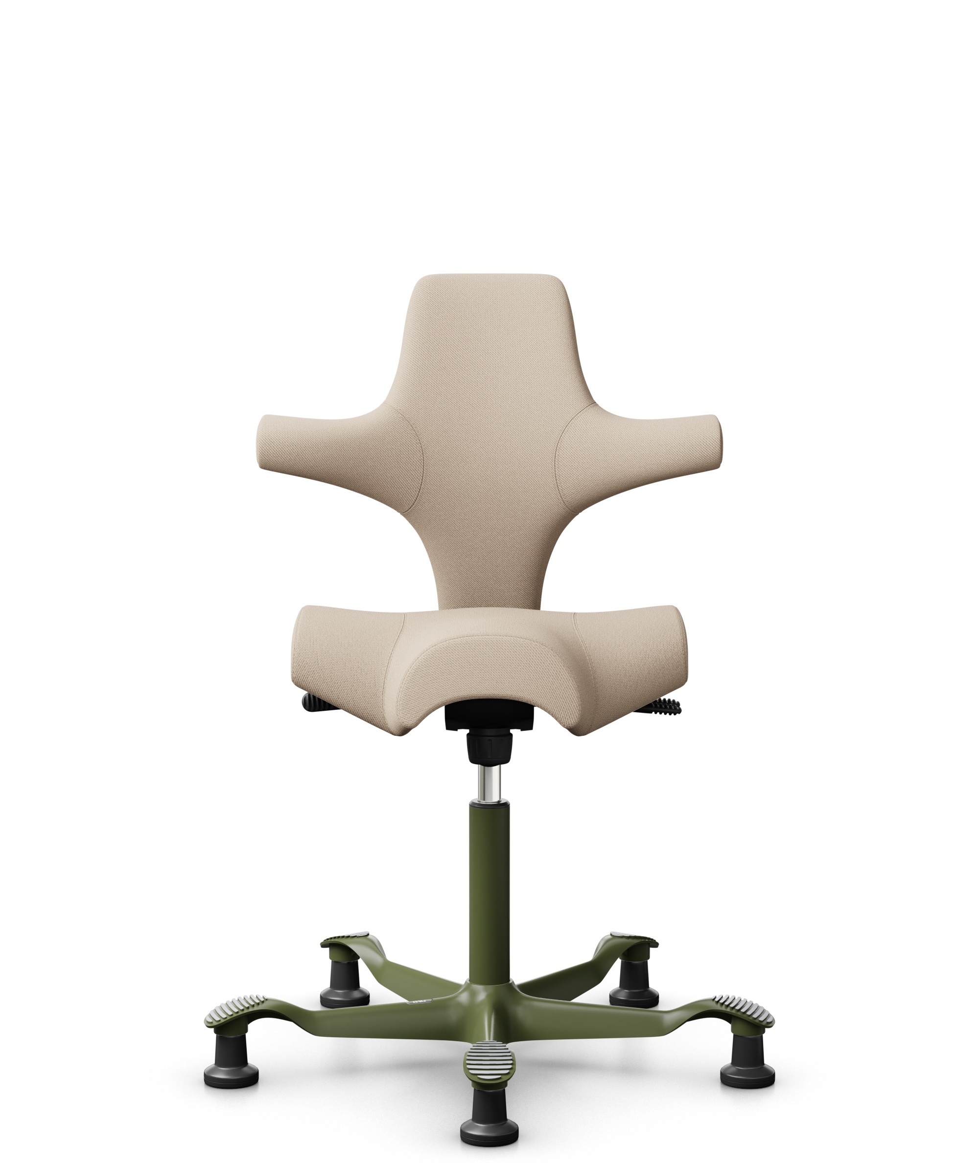 HÅG Capisco 8106 - Select (Gabriel) - Wol / Polyamide - SC61188 - Light beige - Framekleur - Moss Grey - Gasveer - 265 mm (Zithoogte 53-79cm) - Vloercontact - Glijdoppen - Voetenring - Nee, geen voetenring - Voetster - Nee, voetster in framekleur - 1
