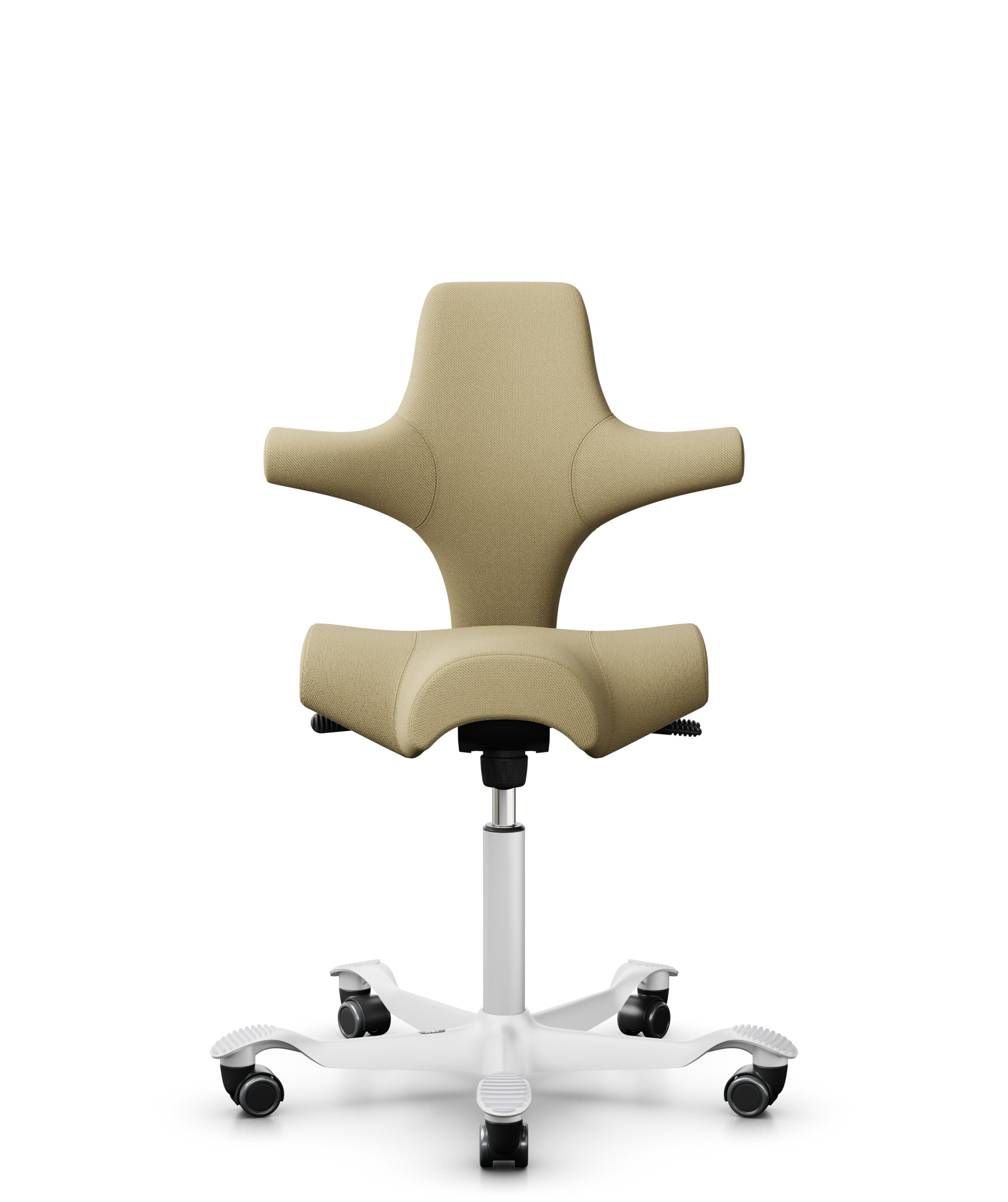 HÅG Capisco 8106 - Select (Gabriel) - Wol / Polyamide - SC62097 - Light ochre - Framekleur - Wit - Gasveer - 265 mm (Zithoogte 53-79cm) - Vloercontact - Harde wielen t.b.v. zachte vloeren - Voetenring - Nee, geen voetenring - Voetster - Nee, voetster i... - 1