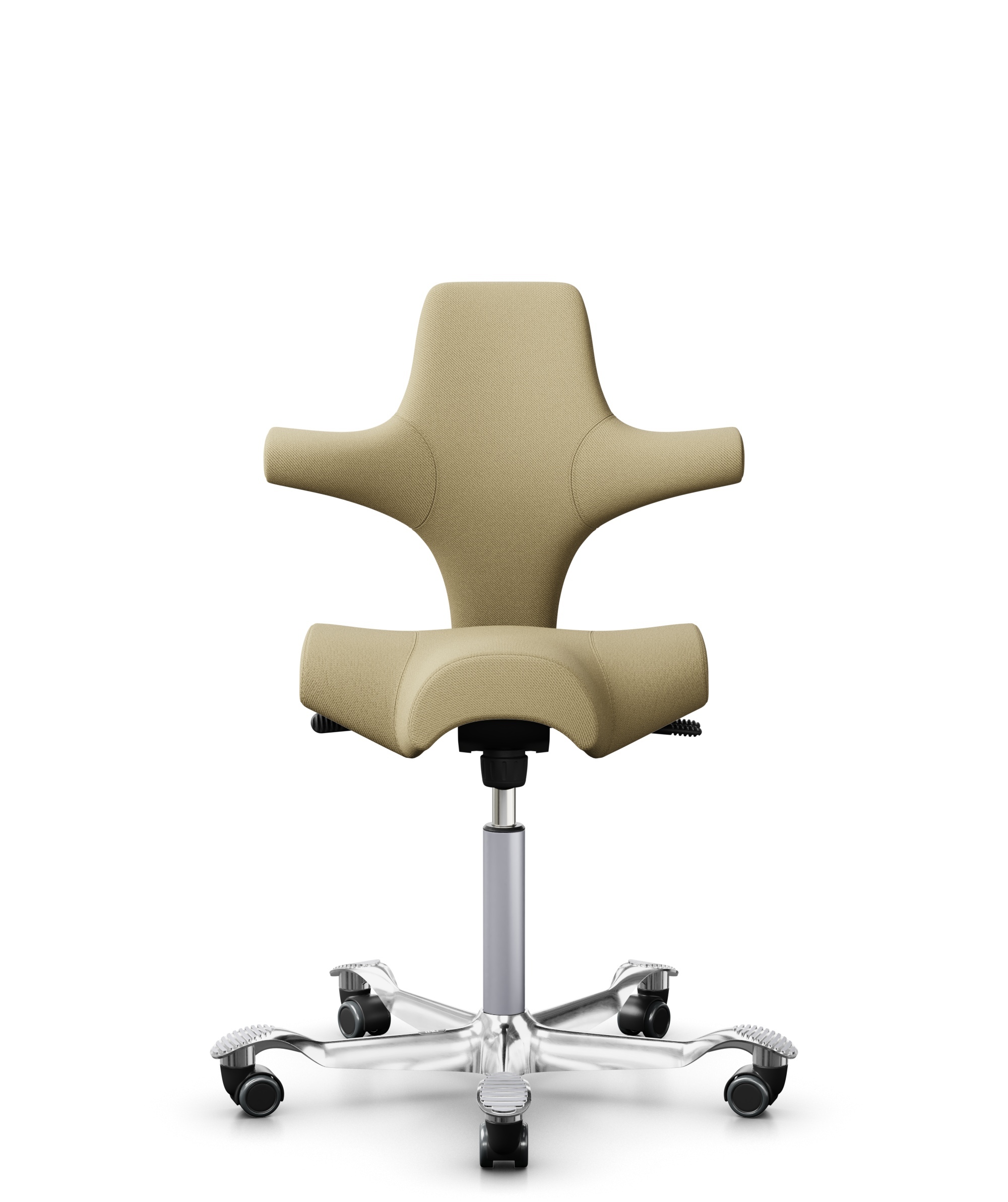 HÅG Capisco 8106 - Select (Gabriel) - Wol / Polyamide - SC62097 - Light ochre - Framekleur - Zilver - Gasveer - 265 mm (Zithoogte 53-79cm) - Vloercontact - Harde wielen t.b.v. zachte vloeren - Voetenring - Nee, geen voetenring - Voetster - Ja, voetster... - 1