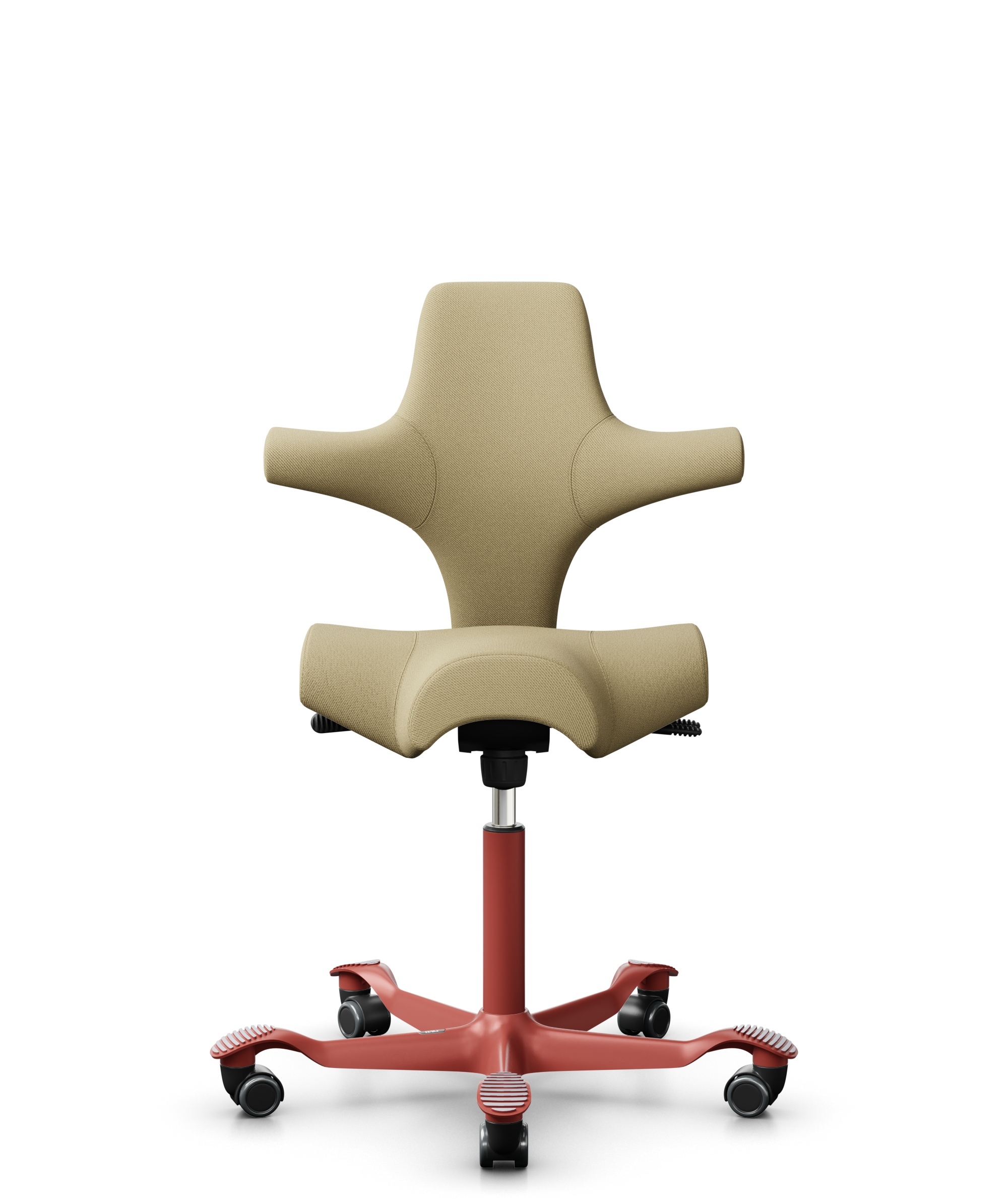 HÅG Capisco 8106 - Select (Gabriel) - Wol / Polyamide - SC62097 - Light ochre - Framekleur - Blush Rose - Gasveer - 150 mm (Zithoogte 40-55cm) - Vloercontact - Harde wielen t.b.v. zachte vloeren - Voetenring - Nee, geen voetenring - Voetster - Nee, voe... - 1