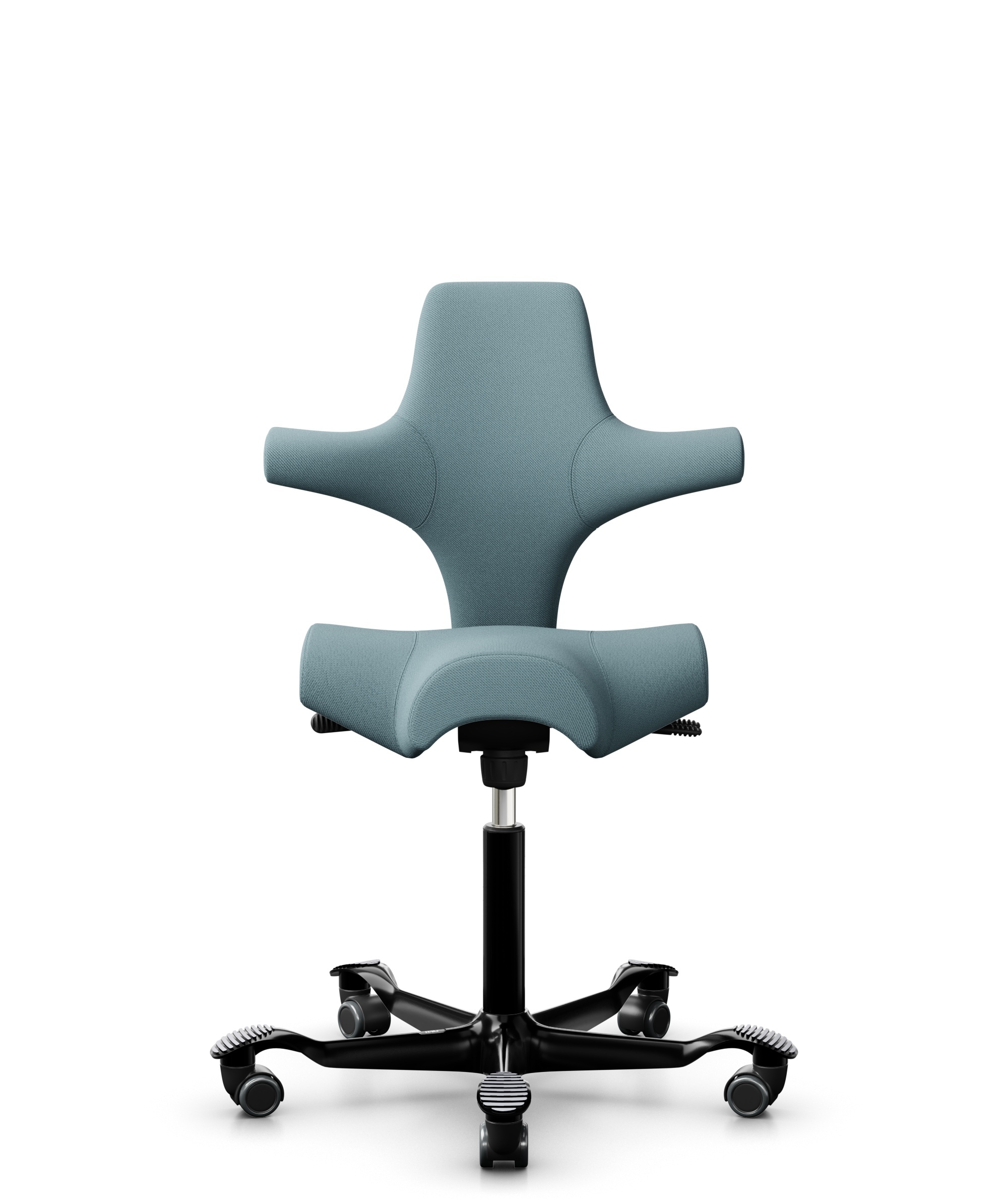 HÅG Capisco 8106 - Select (Gabriel) - Wol / Polyamide - SC67098 - Glacier blue - Framekleur - Zwart - Gasveer - 200 mm (Zithoogte 46-64cm) - Vloercontact - Zachte wielen t.b.v. harde vloeren - Voetenring - Nee, geen voetenring - Voetster - Nee, voetste... - 1