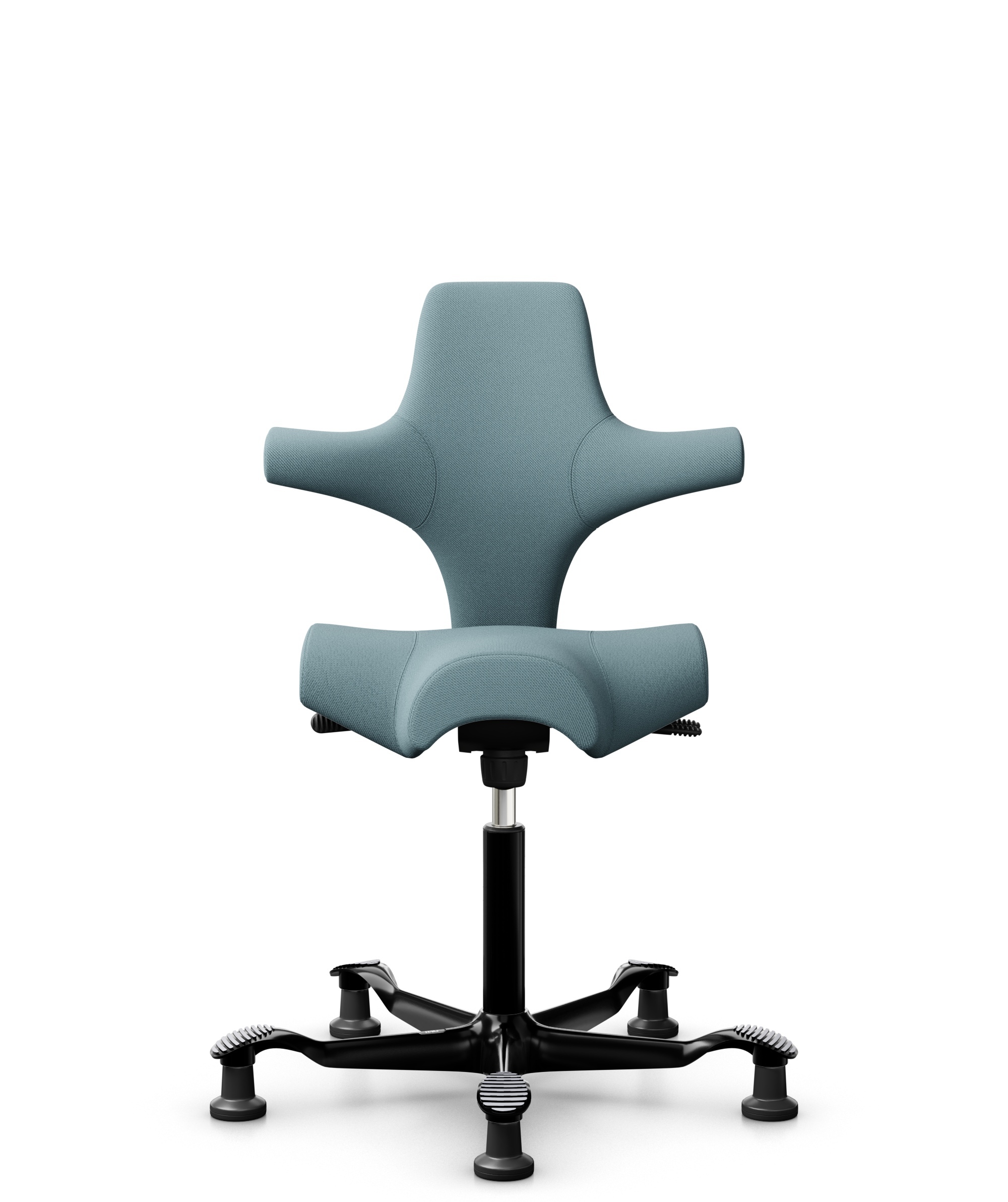 HÅG Capisco 8106 - Select (Gabriel) - Wol / Polyamide - SC67098 - Glacier blue - Framekleur - Zwart - Gasveer - 200 mm (Zithoogte 46-64cm) - Vloercontact - Glijdoppen - Voetenring - Nee, geen voetenring - Voetster - Nee, voetster in framekleur - 1