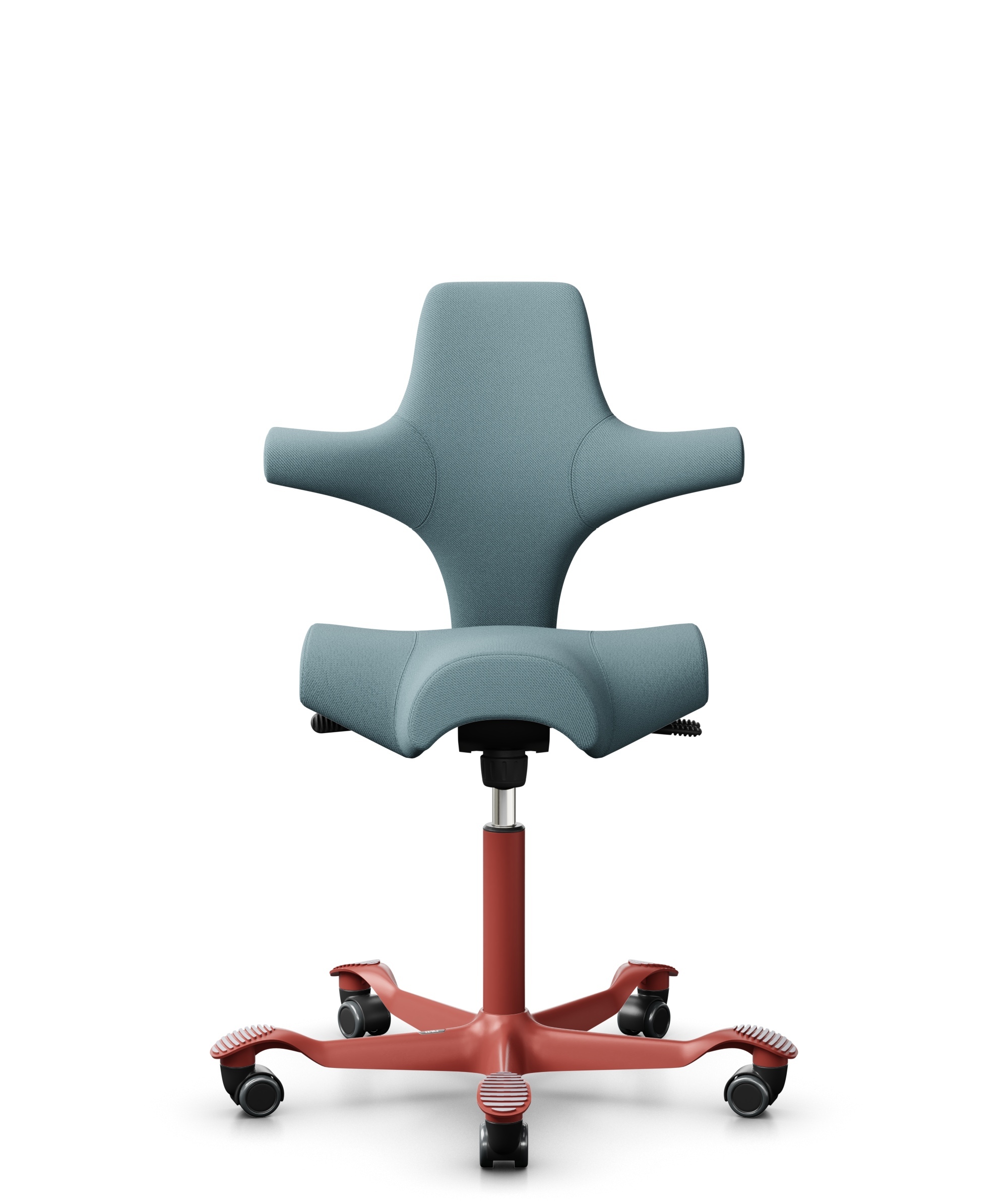 HÅG Capisco 8106 - Select (Gabriel) - Wol / Polyamide - SC67098 - Glacier blue - Framekleur - Blush Rose - Gasveer - 200 mm (Zithoogte 46-64cm) - Vloercontact - Harde wielen t.b.v. zachte vloeren - Voetenring - Nee, geen voetenring - Voetster - Nee, vo... - 1
