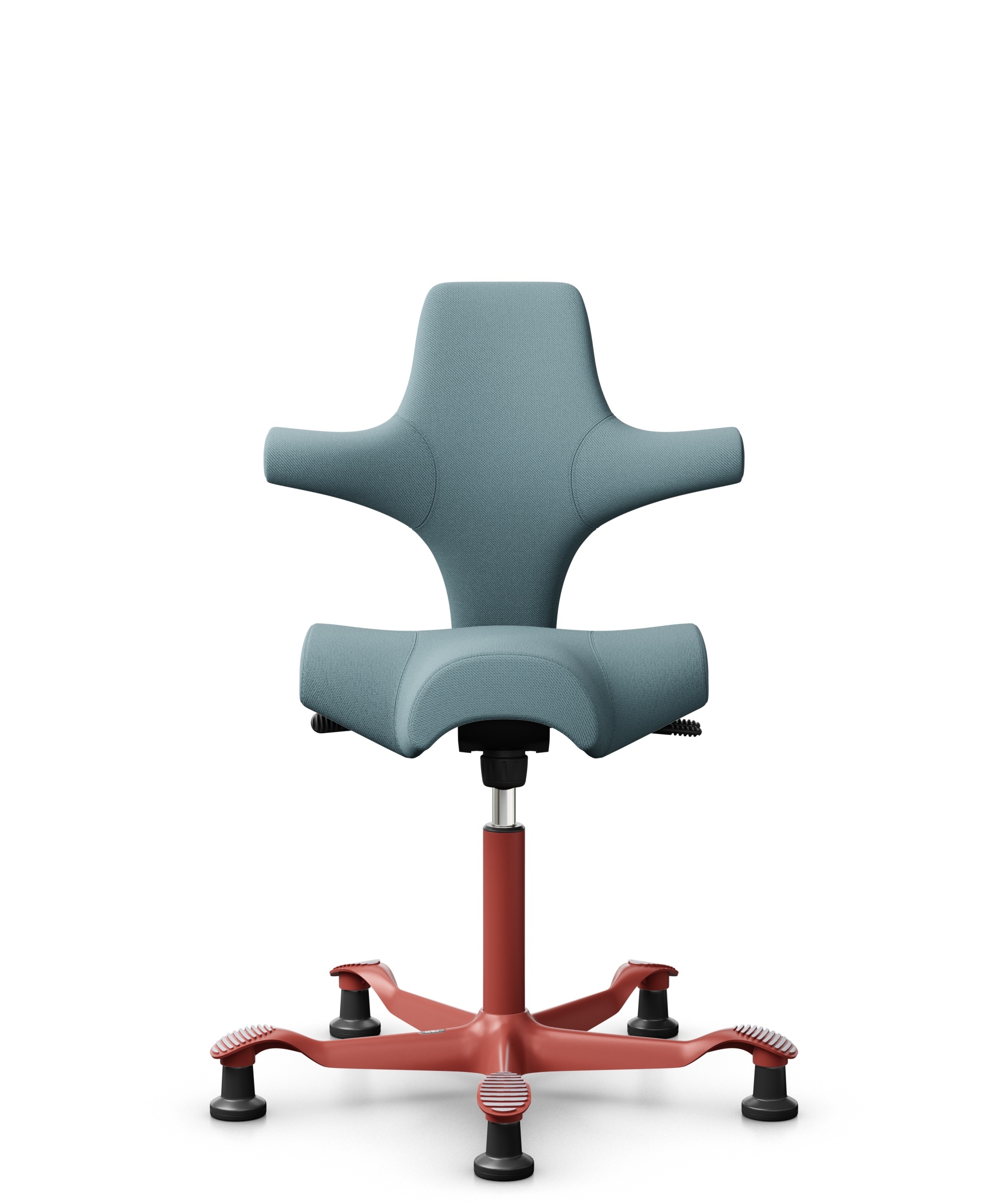 HÅG Capisco 8106 - Select (Gabriel) - Wol / Polyamide - SC67098 - Glacier blue - Framekleur - Blush Rose - Gasveer - 200 mm (Zithoogte 46-64cm) - Vloercontact - Glijdoppen - Voetenring - Nee, geen voetenring - Voetster - Nee, voetster in framekleur - 1