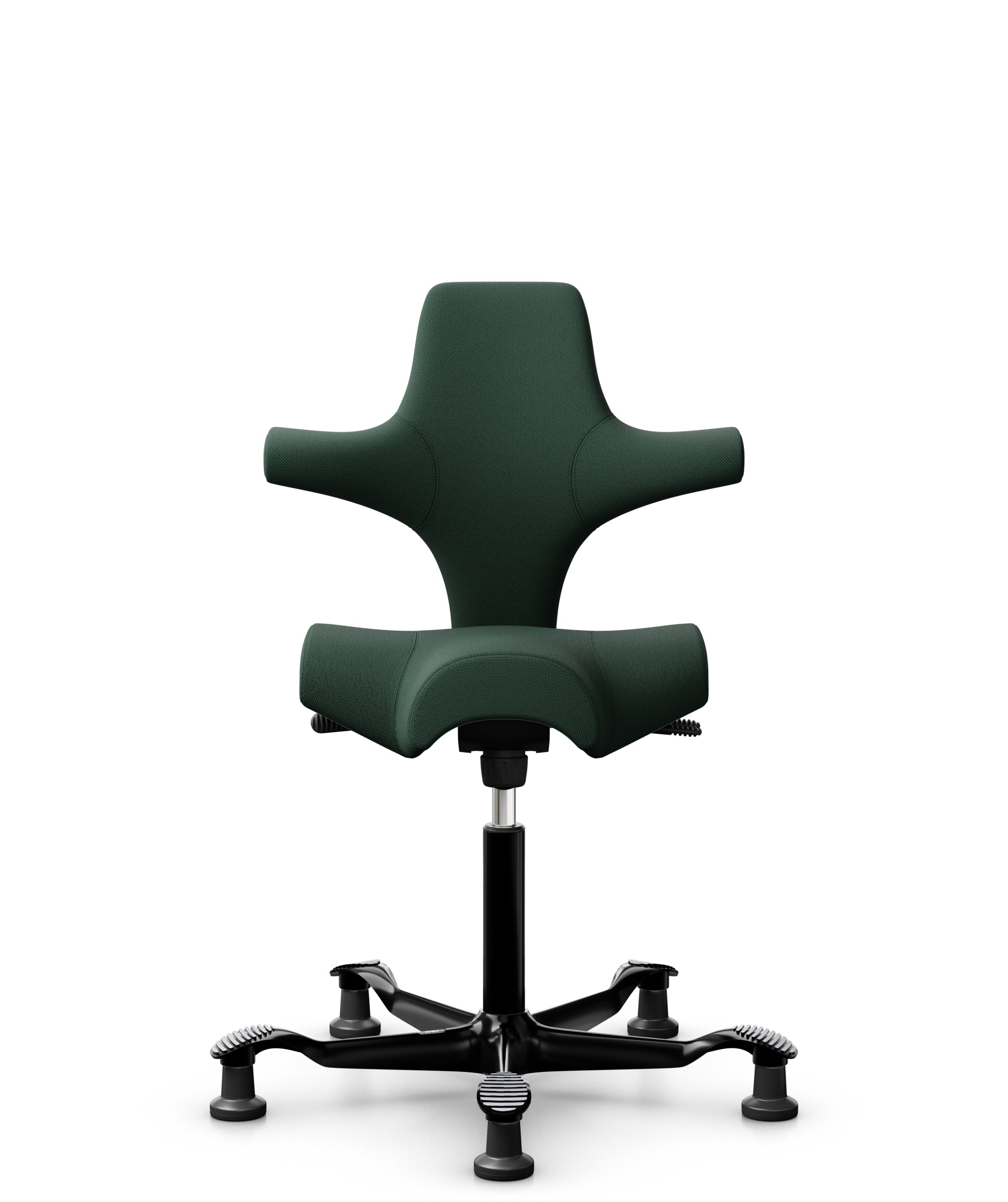 HÅG Capisco 8106 - Select (Gabriel) - Wol / Polyamide - SC68209 - Dark green - Framekleur - Zwart - Gasveer - 150 mm (Zithoogte 40-55cm) - Vloercontact - Glijdoppen - Voetenring - Nee, geen voetenring - Voetster - Nee, voetster in framekleur - 1
