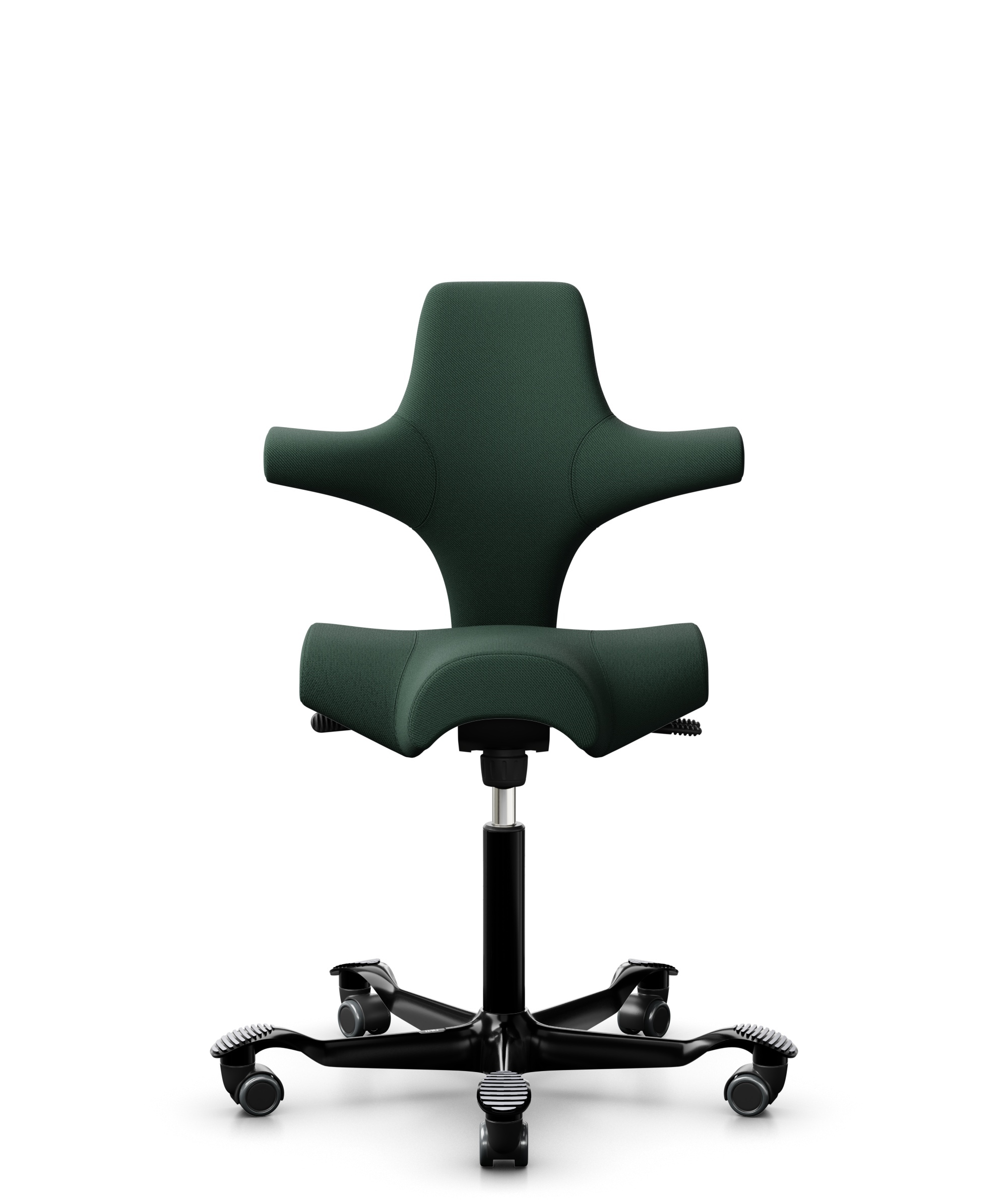 HÅG Capisco 8106 - Select (Gabriel) - Wol / Polyamide - SC68209 - Dark green - Framekleur - Zwart - Gasveer - 265 mm (Zithoogte 53-79cm) - Vloercontact - Harde wielen t.b.v. zachte vloeren - Voetenring - Nee, geen voetenring - Voetster - Nee, voetster ... - 1