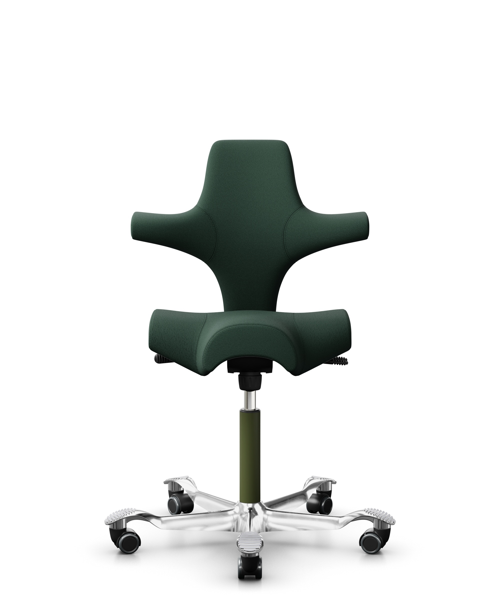 HÅG Capisco 8106 - Select (Gabriel) - Wol / Polyamide - SC68209 - Dark green - Framekleur - Moss Grey - Gasveer - 150 mm (Zithoogte 40-55cm) - Vloercontact - Zachte wielen t.b.v. harde vloeren - Voetenring - Nee, geen voetenring - Voetster - Ja, voetst... - 1