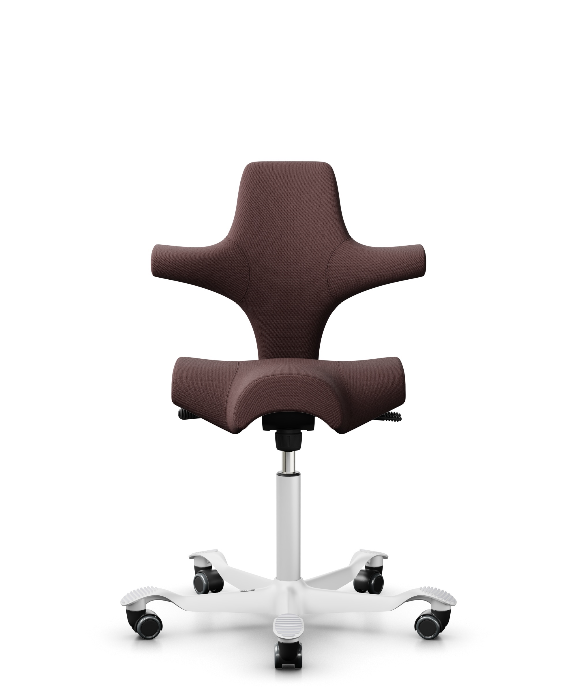 HÅG Capisco 8106 - Select (Gabriel) - Wol / Polyamide - SC61186 - Chestnut - Framekleur - Wit - Gasveer - 150 mm (Zithoogte 40-55cm) - Vloercontact - Zachte wielen t.b.v. harde vloeren - Voetenring - Nee, geen voetenring - Voetster - Nee, voetster in f... - 1