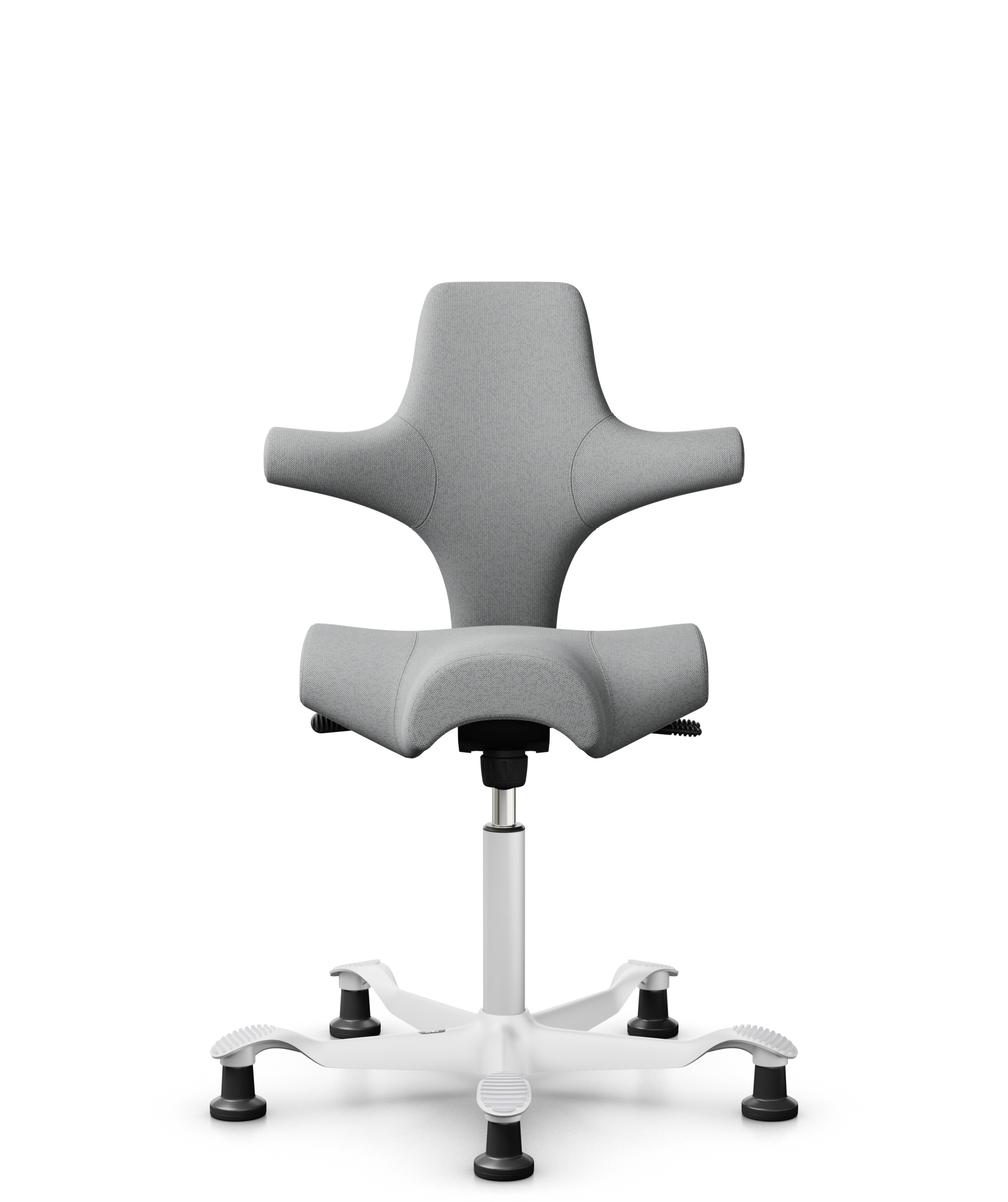 HÅG Capisco 8106 - Capture (Gabriel) - Wol / Polyamide - CPT4102 - Light grey - Framekleur - Wit - Gasveer - 200 mm (Zithoogte 46-64cm) - Vloercontact - Glijdoppen - Voetenring - Nee, geen voetenring - Voetster - Nee, voetster in framekleur - 1