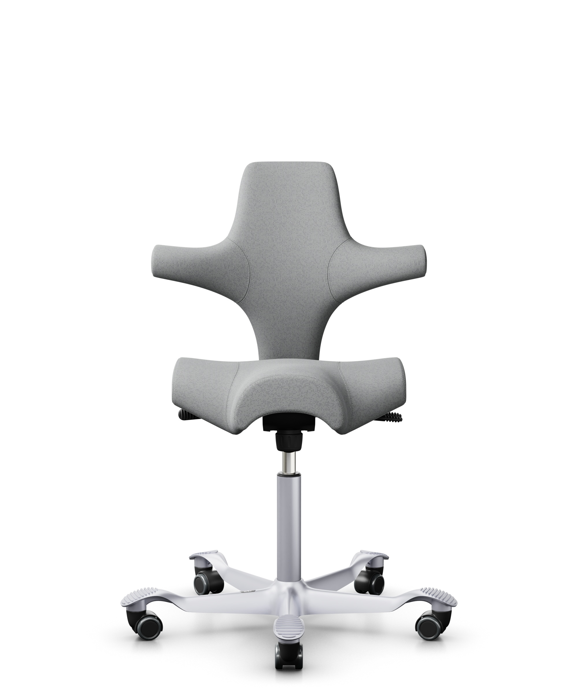 HÅG Capisco 8106 - Capture (Gabriel) - Wol / Polyamide - CPT4102 - Light grey - Framekleur - Zilver - Gasveer - 200 mm (Zithoogte 46-64cm) - Vloercontact - Zachte wielen t.b.v. harde vloeren - Voetenring - Nee, geen voetenring - Voetster - Nee, voetste... - 1