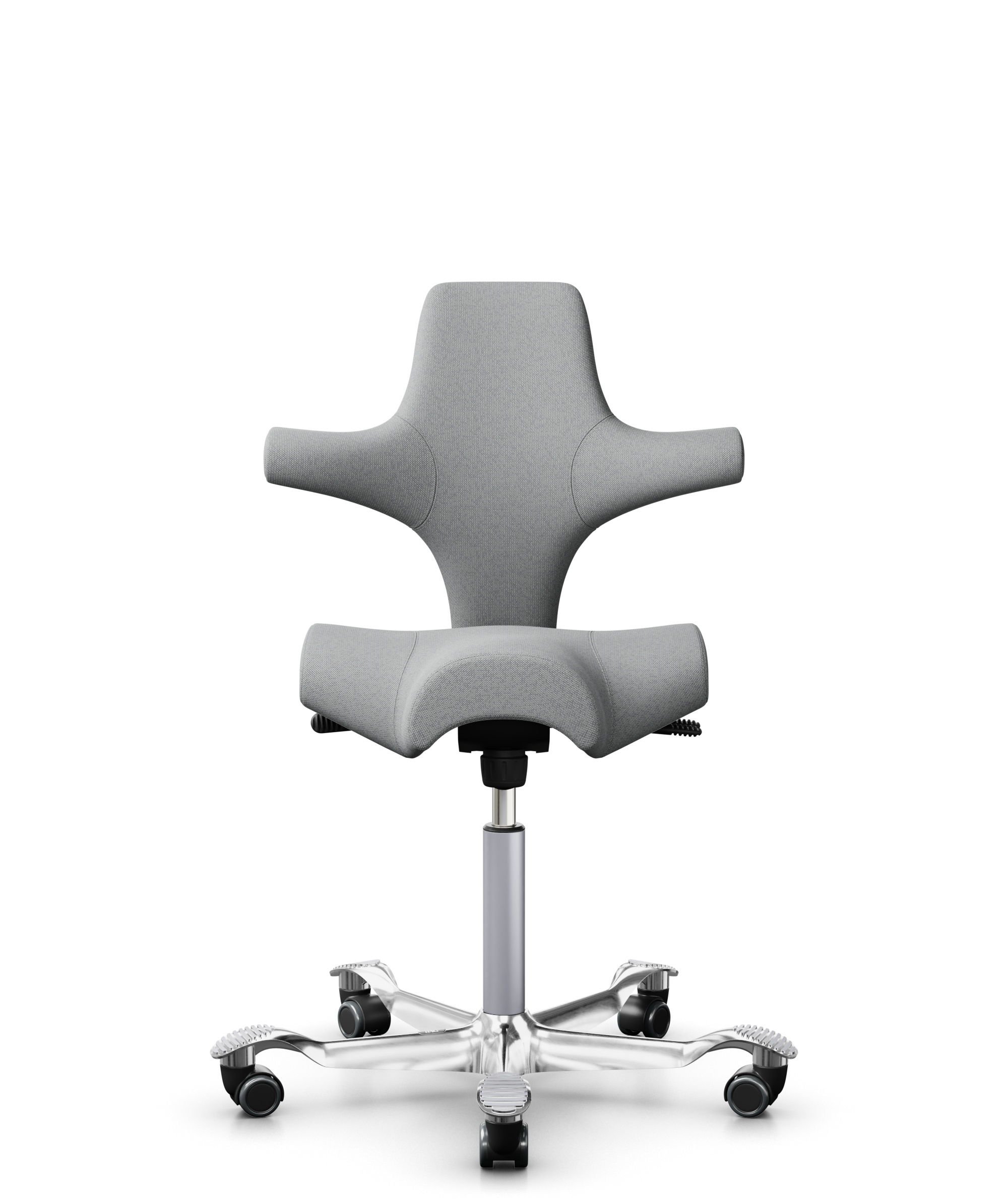 HÅG Capisco 8106 - Capture (Gabriel) - Wol / Polyamide - CPT4102 - Light grey - Framekleur - Zilver - Gasveer - 200 mm (Zithoogte 46-64cm) - Vloercontact - Zachte wielen t.b.v. harde vloeren - Voetenring - Nee, geen voetenring - Voetster - Ja, voetster... - 1