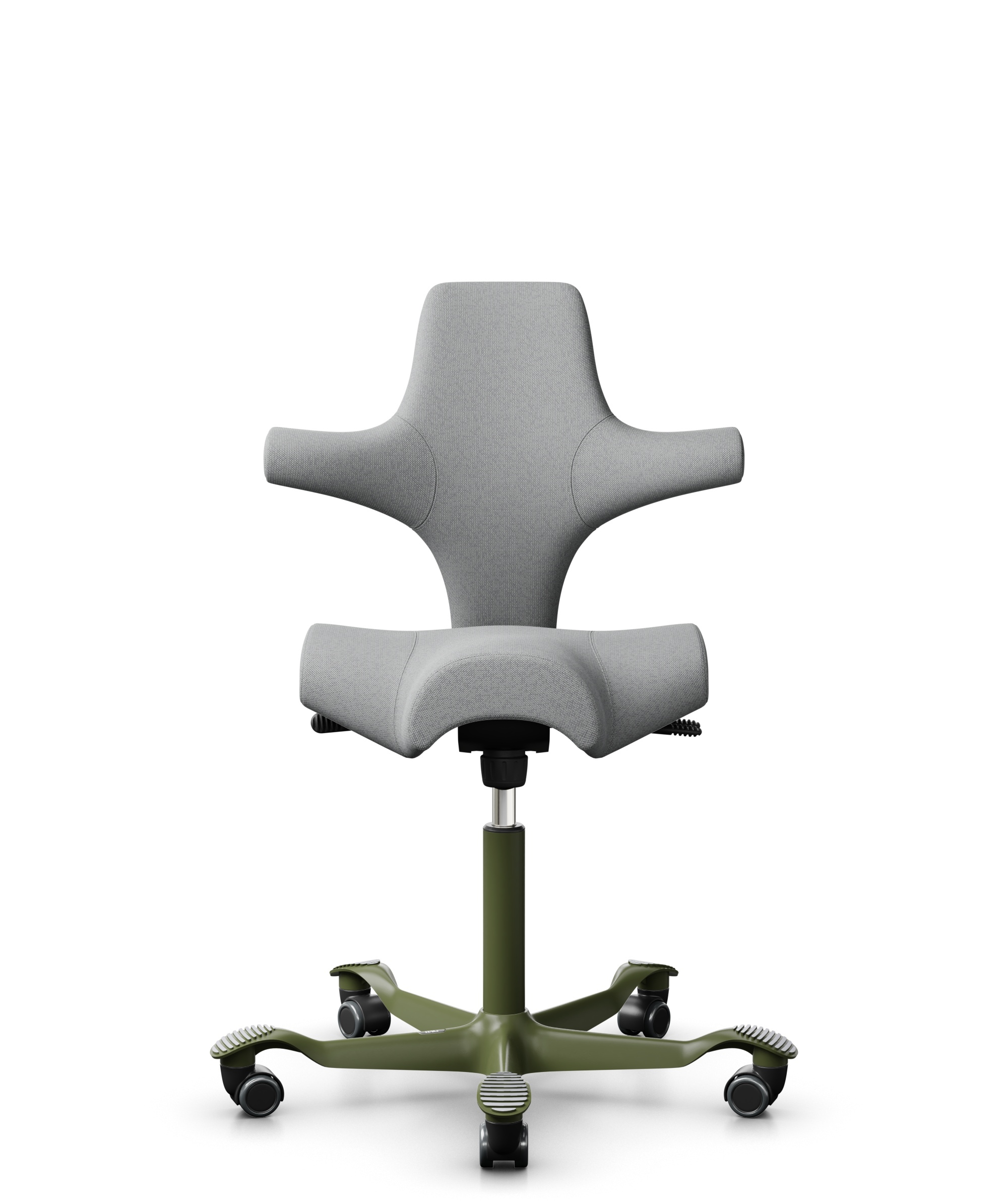 HÅG Capisco 8106 - Capture (Gabriel) - Wol / Polyamide - CPT4102 - Light grey - Framekleur - Moss Grey - Gasveer - 200 mm (Zithoogte 46-64cm) - Vloercontact - Harde wielen t.b.v. zachte vloeren - Voetenring - Nee, geen voetenring - Voetster - Nee, voet... - 1