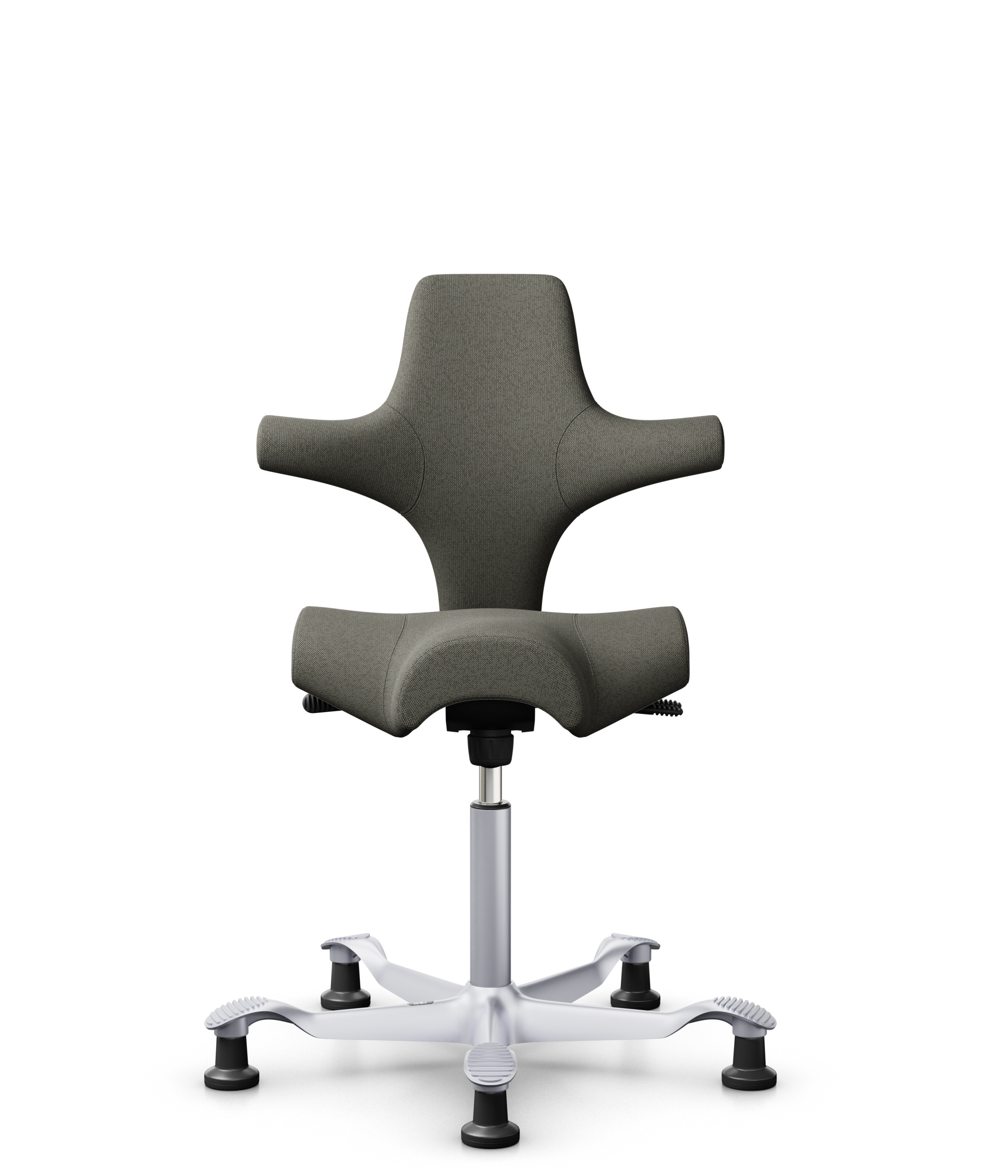 HÅG Capisco 8106 - Capture (Gabriel) - Wol / Polyamide - CPT4401 - Warm grey - Framekleur - Zilver - Gasveer - 150 mm (Zithoogte 40-55cm) - Vloercontact - Glijdoppen - Voetenring - Nee, geen voetenring - Voetster - Nee, voetster in framekleur - 1