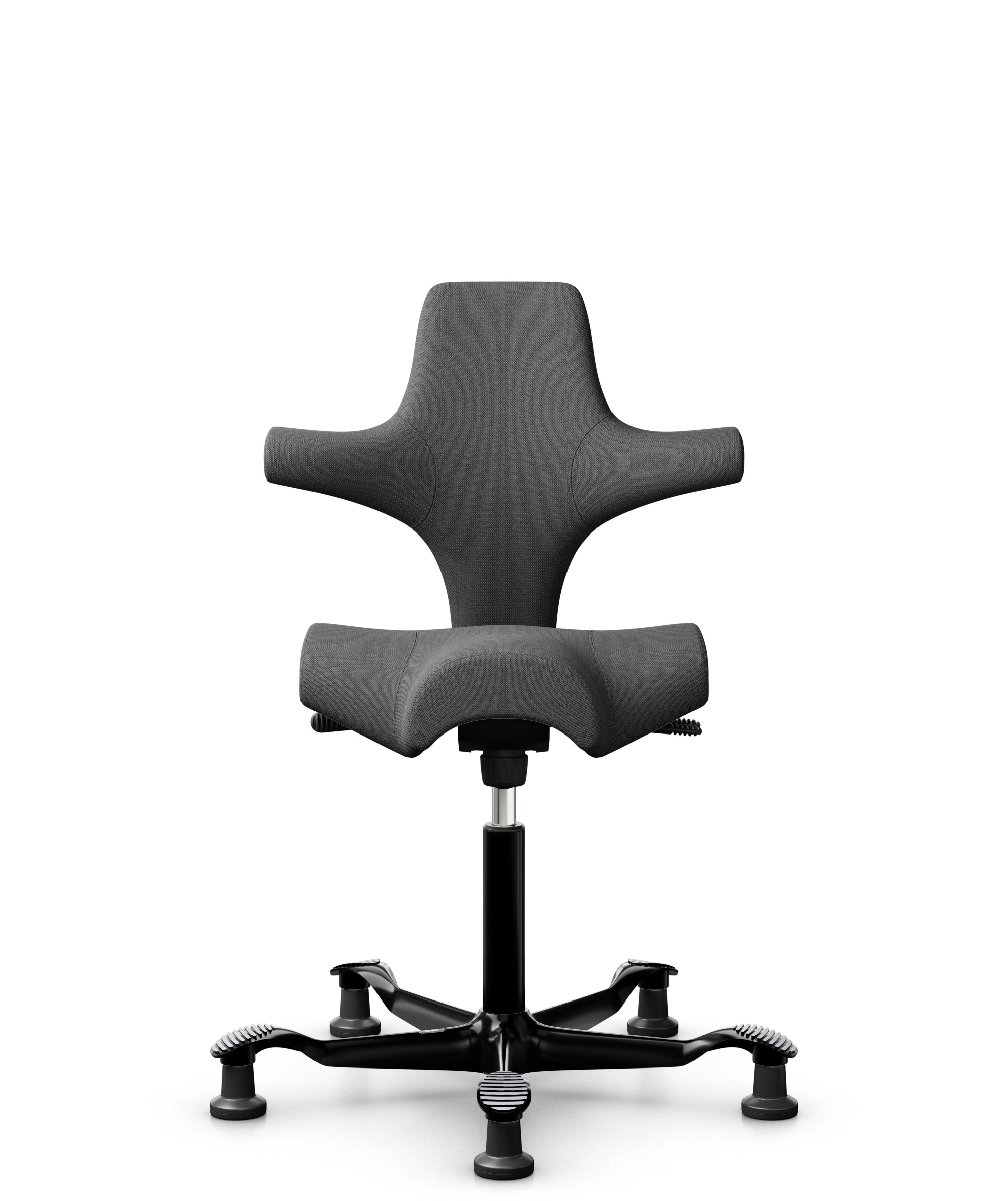 HÅG Capisco 8106 - Capture (Gabriel) - Wol / Polyamide - CPT4601 - Dark grey - Framekleur - Zwart - Gasveer - 265 mm (Zithoogte 53-79cm) - Vloercontact - Glijdoppen - Voetenring - Nee, geen voetenring - Voetster - Nee, voetster in framekleur - 1