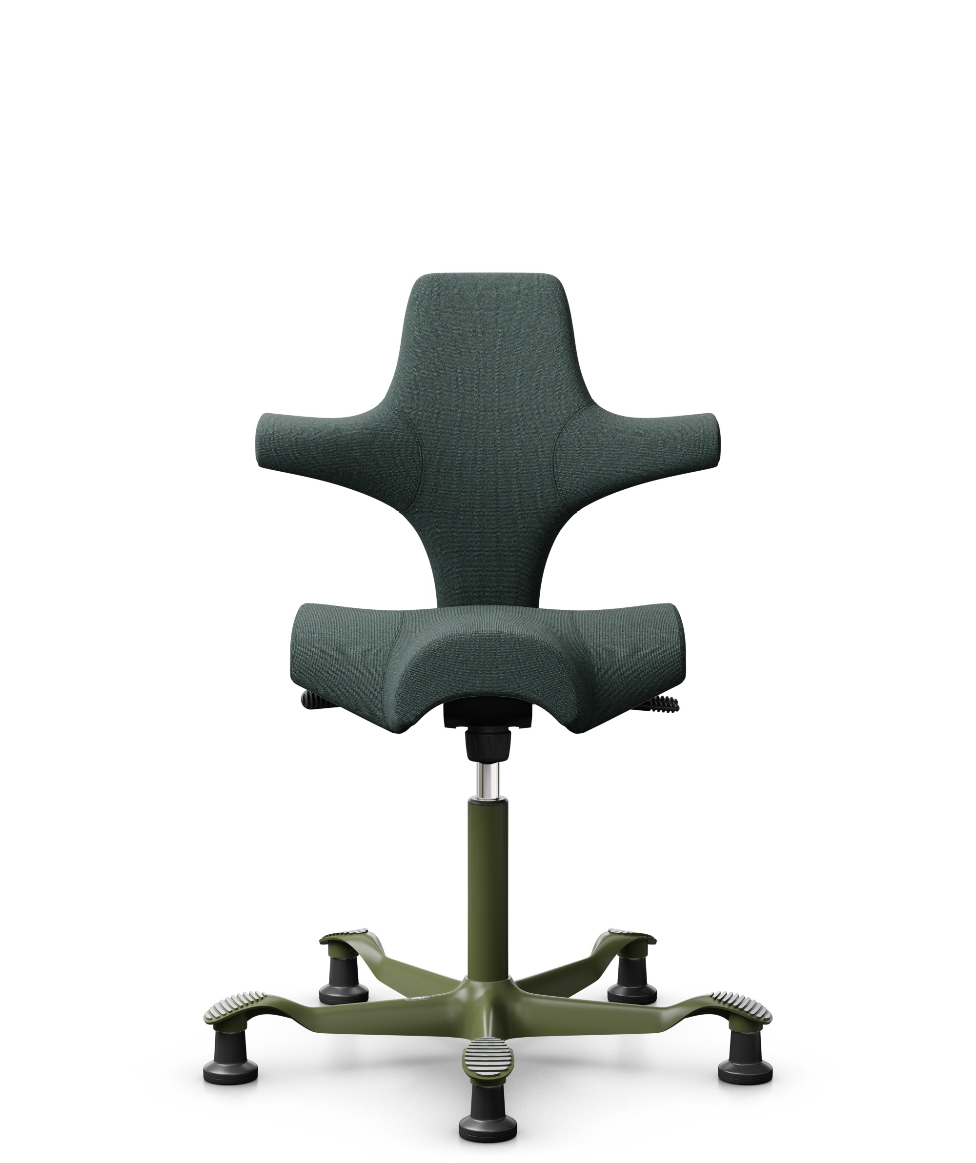 HÅG Capisco 8106 - Capture (Gabriel) - Wol / Polyamide - CPT6601 - Blue - Framekleur - Moss Grey - Gasveer - 200 mm (Zithoogte 46-64cm) - Vloercontact - Glijdoppen - Voetenring - Nee, geen voetenring - Voetster - Nee, voetster in framekleur - 1