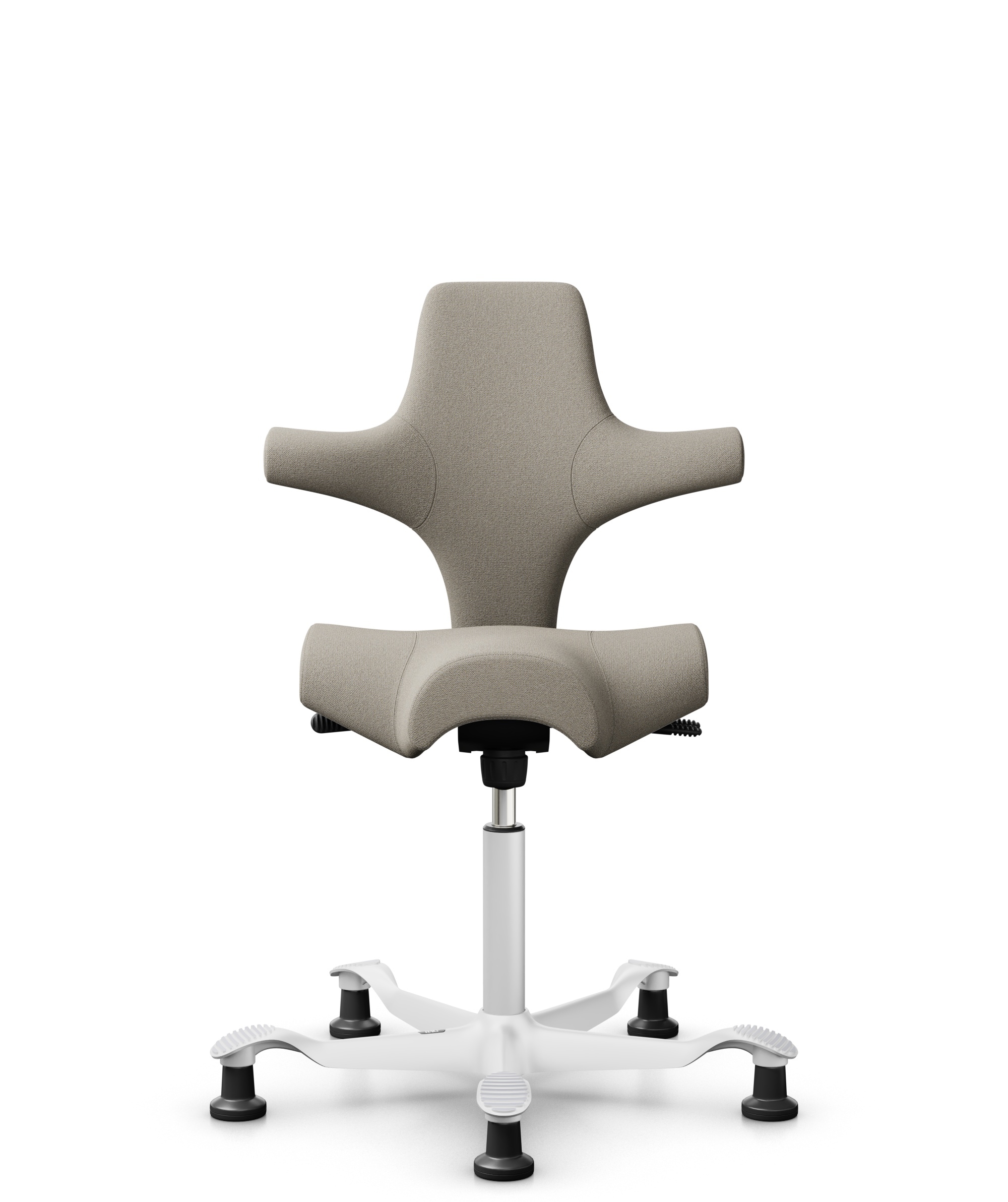 HÅG Capisco 8106 - Capture (Gabriel) - Wol / Polyamide - CPT5103 - Light beige - Framekleur - Wit - Gasveer - 265 mm (Zithoogte 53-79cm) - Vloercontact - Glijdoppen - Voetenring - Nee, geen voetenring - Voetster - Nee, voetster in framekleur - 1