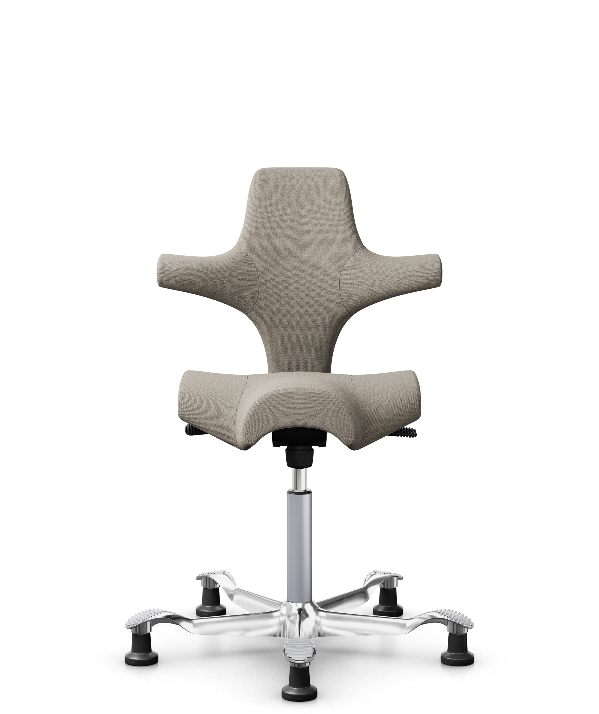 HÅG Capisco 8106 - Capture (Gabriel) - Wol / Polyamide - CPT5103 - Light beige - Framekleur - Zilver - Gasveer - 200 mm (Zithoogte 46-64cm) - Vloercontact - Glijdoppen - Voetenring - Nee, geen voetenring - Voetster - Ja, voetster in gepolijst aluminium - 1
