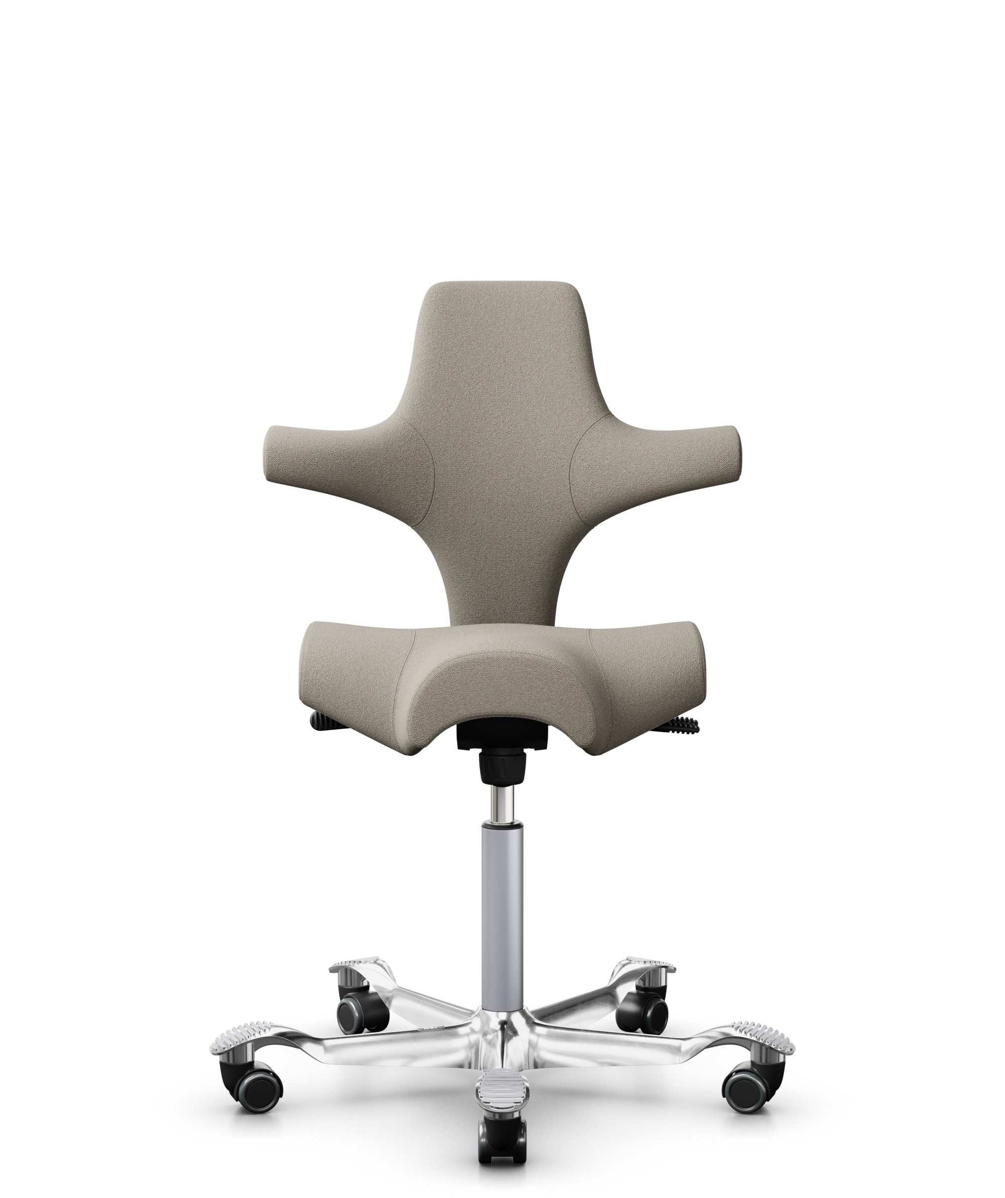 HÅG Capisco 8106 - Capture (Gabriel) - Wol / Polyamide - CPT5103 - Light beige - Framekleur - Zilver - Gasveer - 265 mm (Zithoogte 53-79cm) - Vloercontact - Zachte wielen t.b.v. harde vloeren - Voetenring - Nee, geen voetenring - Voetster - Ja, voetste... - 1