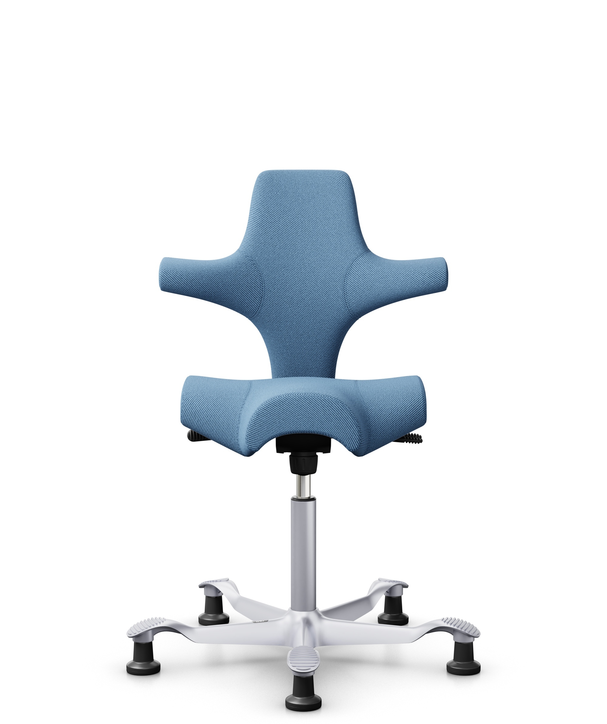 HÅG Capisco 8106 - Oceanic (Camira) - Gerecycled Polyester - OCI011 - Light blue - Framekleur - Zilver - Gasveer - 265 mm (Zithoogte 53-79cm) - Vloercontact - Glijdoppen - Voetenring - Nee, geen voetenring - Voetster - Nee, voetster in framekleur - 1
