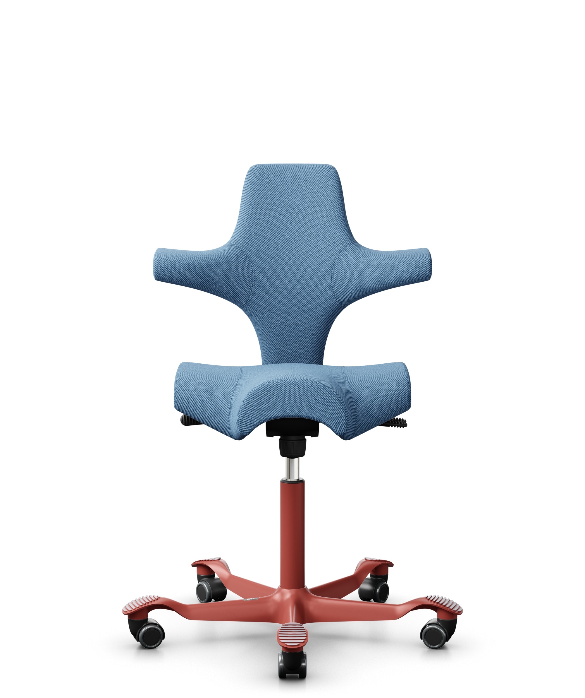 HÅG Capisco 8106 - Oceanic (Camira) - Gerecycled Polyester - OCI011 - Light blue - Framekleur - Blush Rose - Gasveer - 150 mm (Zithoogte 40-55cm) - Vloercontact - Harde wielen t.b.v. zachte vloeren - Voetenring - Nee, geen voetenring - Voetster - Nee, ... - 1
