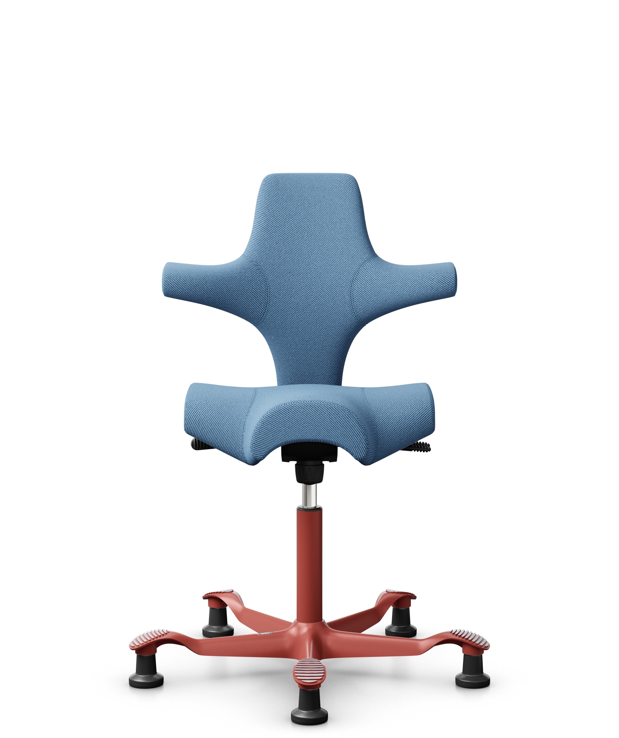 HÅG Capisco 8106 - Oceanic (Camira) - Gerecycled Polyester - OCI011 - Light blue - Framekleur - Blush Rose - Gasveer - 200 mm (Zithoogte 46-64cm) - Vloercontact - Glijdoppen - Voetenring - Nee, geen voetenring - Voetster - Nee, voetster in framekleur - 1
