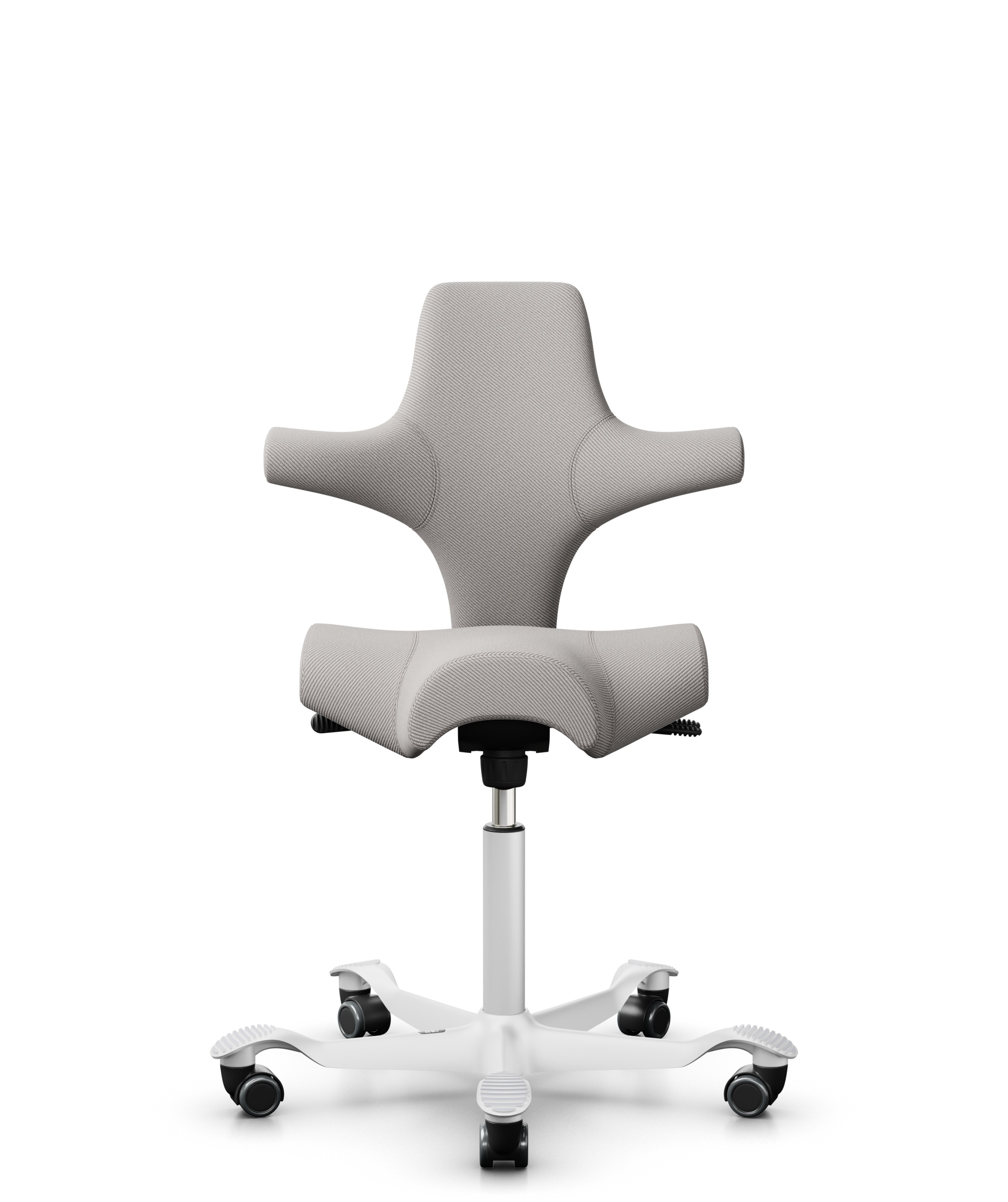 HÅG Capisco 8106 - Oceanic (Camira) - Gerecycled Polyester - OCI014 - Light beige - Framekleur - Wit - Gasveer - 150 mm (Zithoogte 40-55cm) - Vloercontact - Zachte wielen t.b.v. harde vloeren - Voetenring - Nee, geen voetenring - Voetster - Nee, voetst... - 1