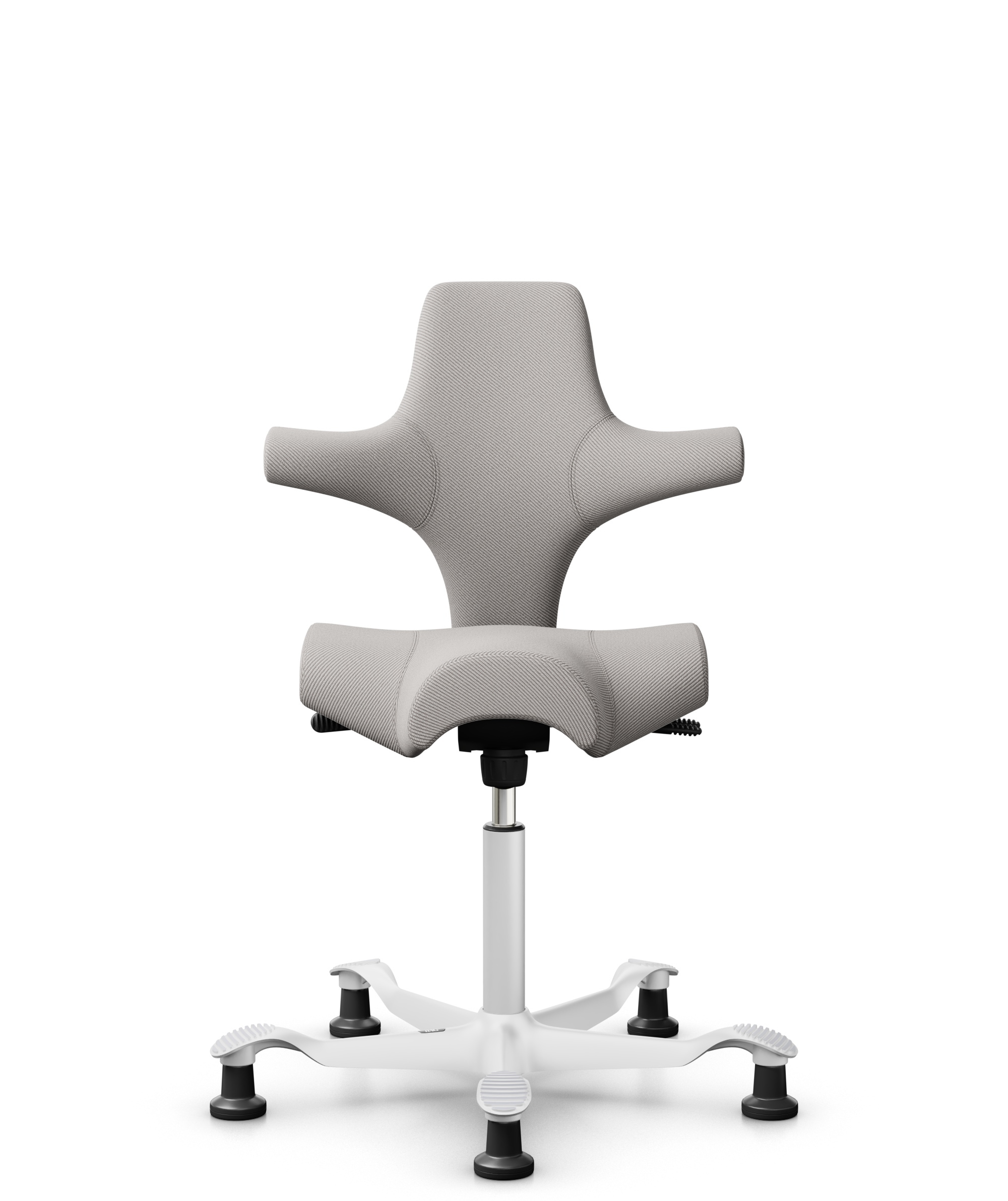HÅG Capisco 8106 - Oceanic (Camira) - Gerecycled Polyester - OCI014 - Light beige - Framekleur - Wit - Gasveer - 265 mm (Zithoogte 53-79cm) - Vloercontact - Glijdoppen - Voetenring - Nee, geen voetenring - Voetster - Nee, voetster in framekleur - 1