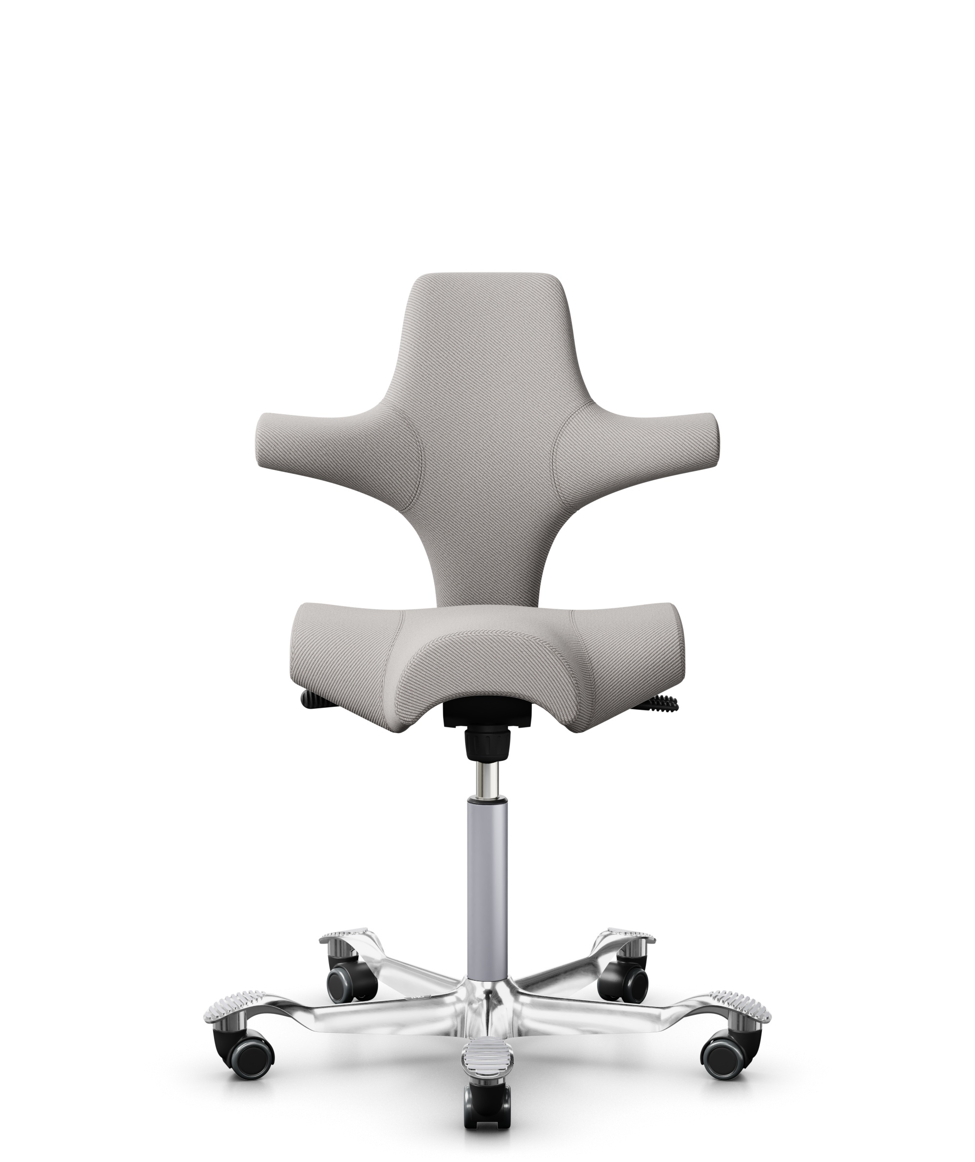HÅG Capisco 8106 - Oceanic (Camira) - Gerecycled Polyester - OCI014 - Light beige - Framekleur - Zilver - Gasveer - 150 mm (Zithoogte 40-55cm) - Vloercontact - Zachte wielen t.b.v. harde vloeren - Voetenring - Nee, geen voetenring - Voetster - Ja, voet... - 1