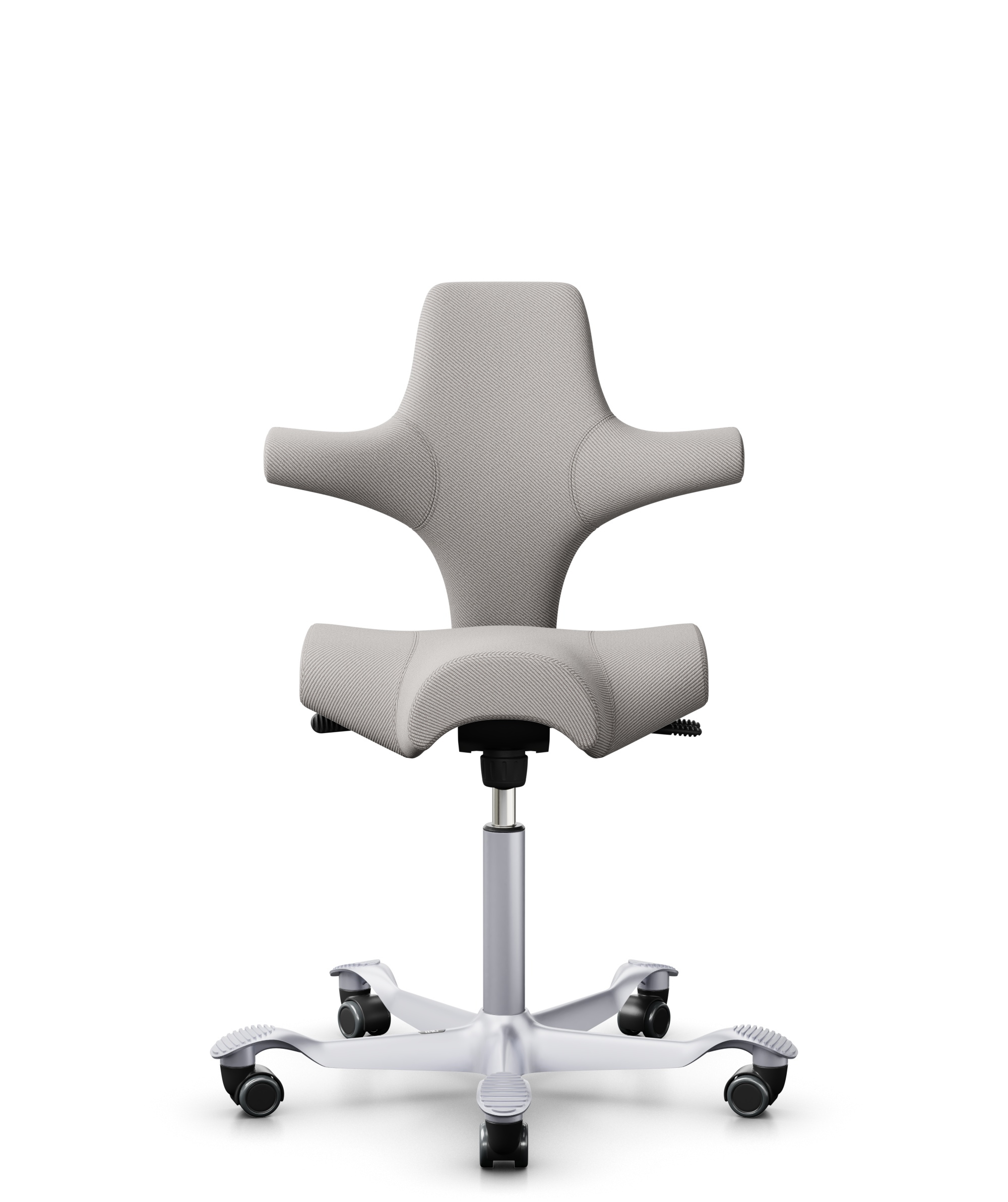 HÅG Capisco 8106 - Oceanic (Camira) - Gerecycled Polyester - OCI014 - Light beige - Framekleur - Zilver - Gasveer - 265 mm (Zithoogte 53-79cm) - Vloercontact - Harde wielen t.b.v. zachte vloeren - Voetenring - Nee, geen voetenring - Voetster - Nee, voe... - 1