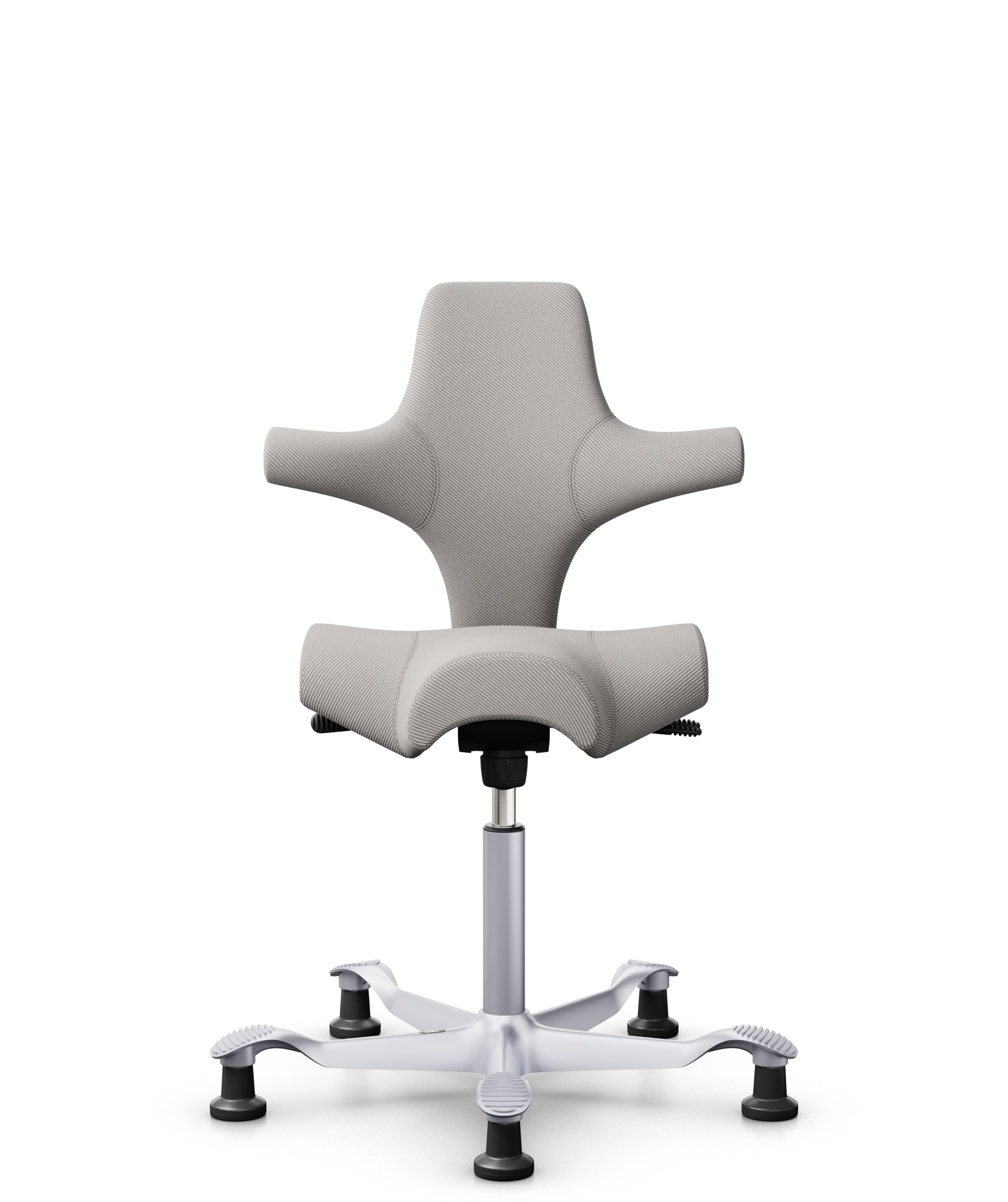 HÅG Capisco 8106 - Oceanic (Camira) - Gerecycled Polyester - OCI014 - Light beige - Framekleur - Zilver - Gasveer - 265 mm (Zithoogte 53-79cm) - Vloercontact - Glijdoppen - Voetenring - Nee, geen voetenring - Voetster - Nee, voetster in framekleur - 1