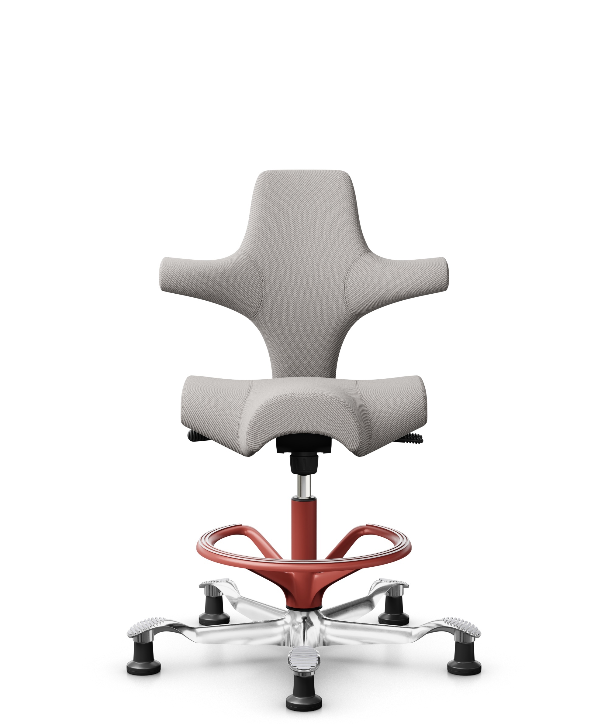 HÅG Capisco 8106 - Oceanic (Camira) - Gerecycled Polyester - OCI014 - Light beige - Framekleur - Blush Rose - Gasveer - 265 mm (Zithoogte 53-79cm) - Vloercontact - Glijdoppen - Voetenring - Ja, in framekleur - Voetster - Ja, voetster in gepolijst alumi... - 1