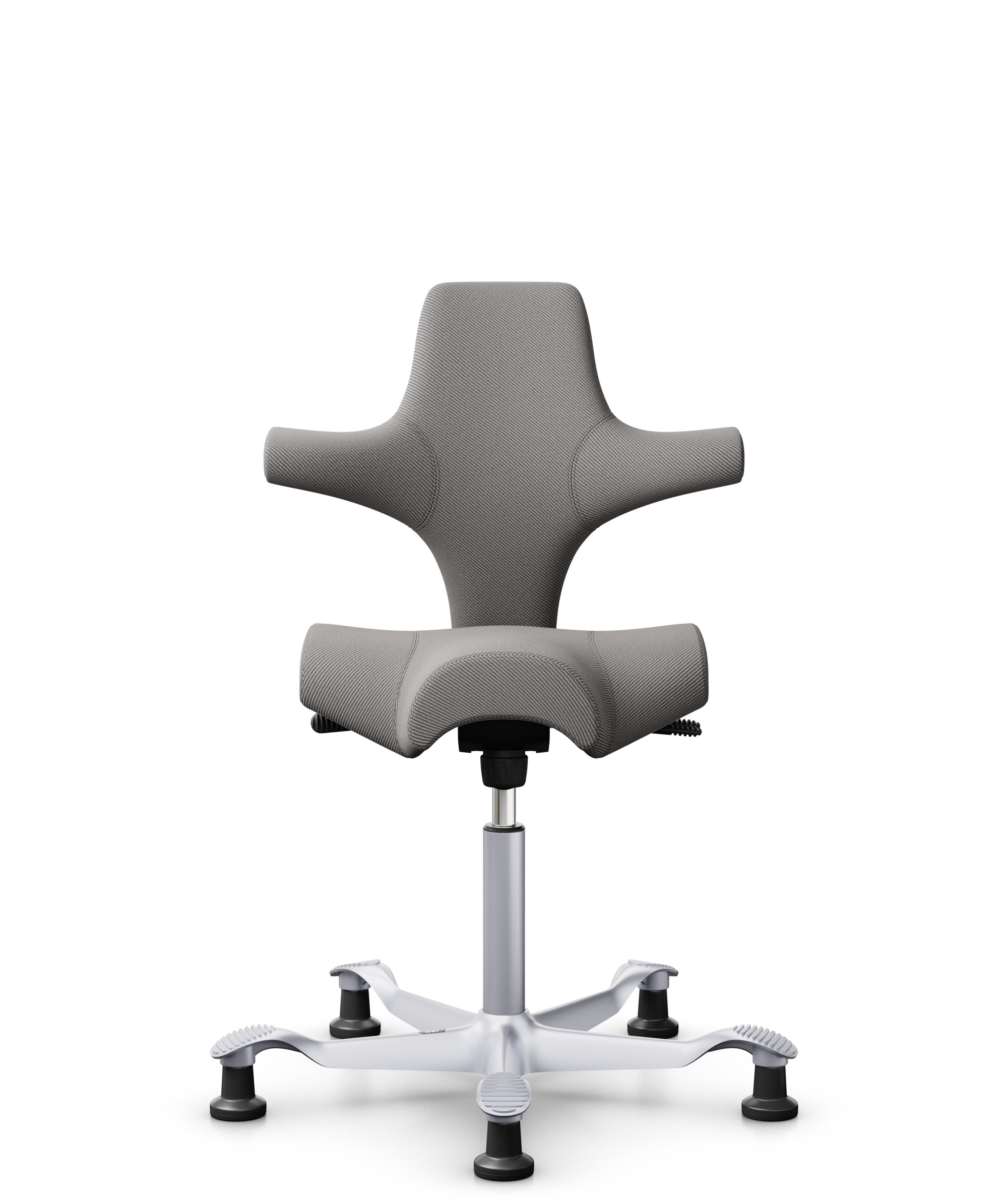HÅG Capisco 8106 - Oceanic (Camira) - Gerecycled Polyester - OCI008 - Warm grey - Framekleur - Zilver - Gasveer - 200 mm (Zithoogte 46-64cm) - Vloercontact - Glijdoppen - Voetenring - Nee, geen voetenring - Voetster - Nee, voetster in framekleur - 1