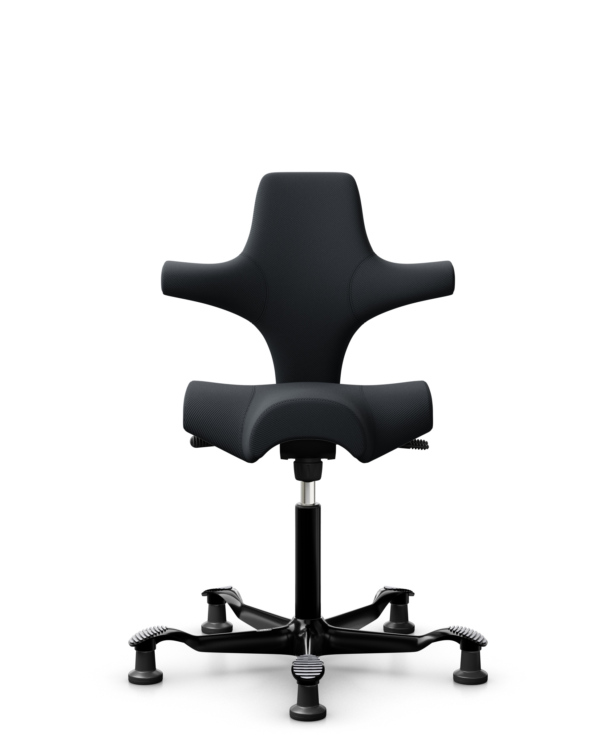 HÅG Capisco 8106 - Oceanic (Camira) - Gerecycled Polyester - OCI001 - Black - Framekleur - Zwart - Gasveer - 150 mm (Zithoogte 40-55cm) - Vloercontact - Glijdoppen - Voetenring - Nee, geen voetenring - Voetster - Nee, voetster in framekleur - 1