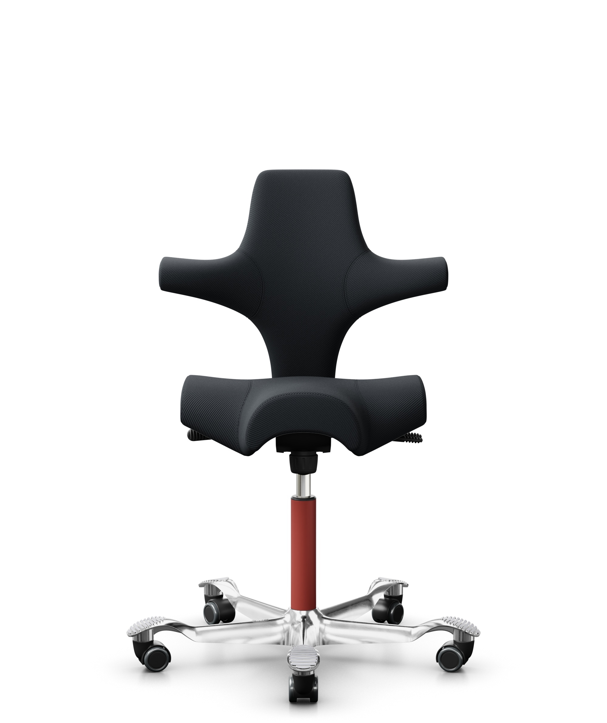 HÅG Capisco 8106 - Oceanic (Camira) - Gerecycled Polyester - OCI001 - Black - Framekleur - Blush Rose - Gasveer - 265 mm (Zithoogte 53-79cm) - Vloercontact - Zachte wielen t.b.v. harde vloeren - Voetenring - Nee, geen voetenring - Voetster - Ja, voetst... - 1