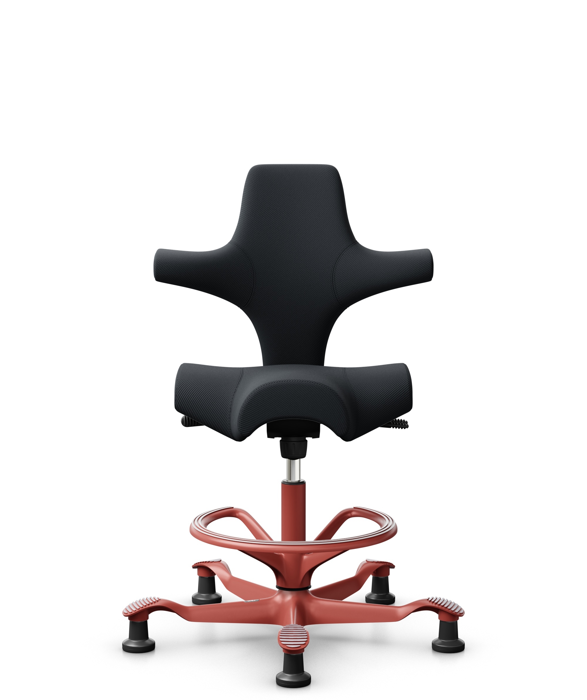 HÅG Capisco 8106 - Oceanic (Camira) - Gerecycled Polyester - OCI001 - Black - Framekleur - Blush Rose - Gasveer - 265 mm (Zithoogte 53-79cm) - Vloercontact - Glijdoppen - Voetenring - Ja, in framekleur - Voetster - Nee, voetster in framekleur - 1
