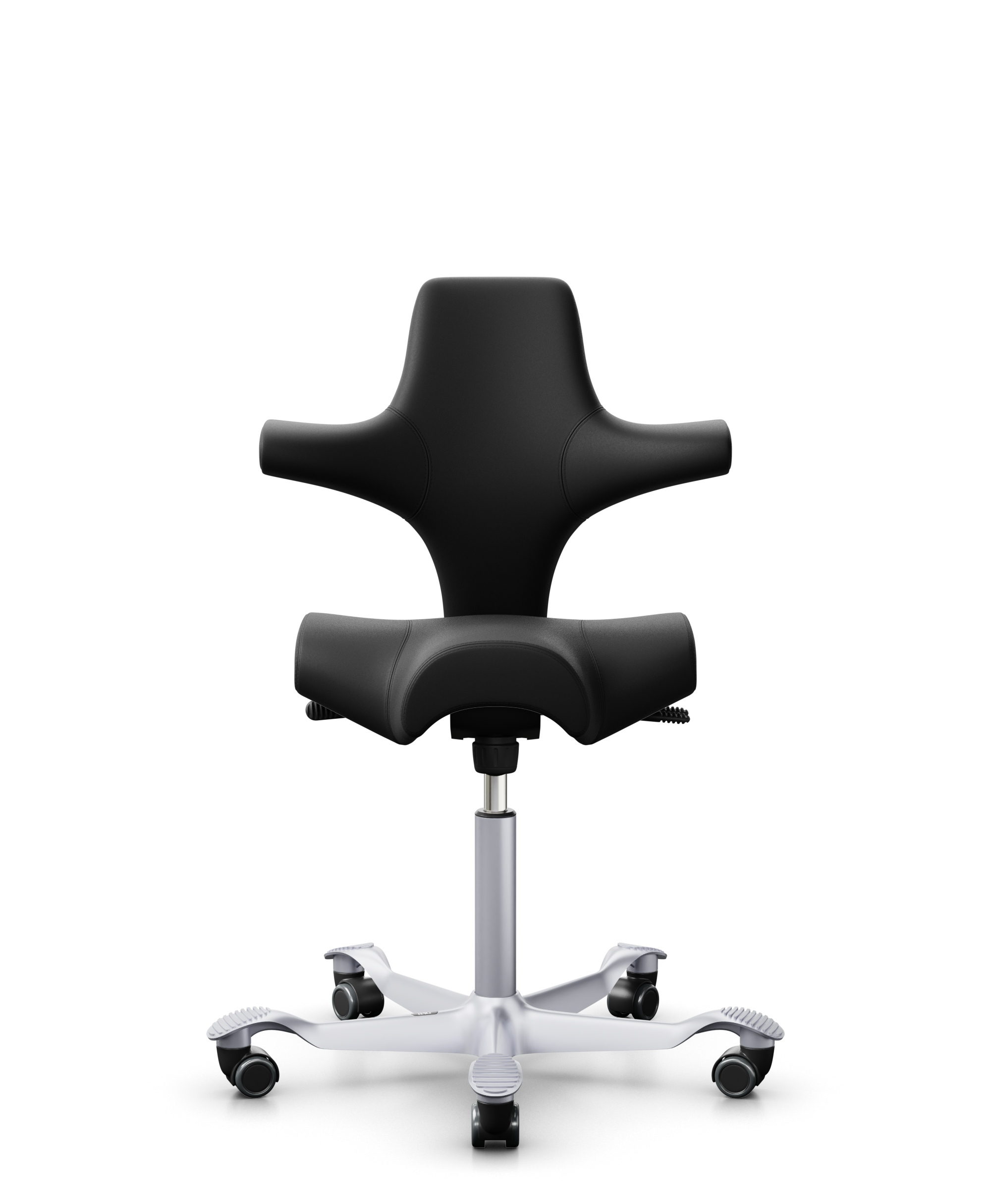 HÅG Capisco 8106 - Puxx 1 (Oniro) - Polyurethaan Kunstleer - PU215816 - Black - Framekleur - Zilver - Gasveer - 265 mm (Zithoogte 53-79cm) - Vloercontact - Zachte wielen t.b.v. harde vloeren - Voetenring - Nee, geen voetenring - Voetster - Nee, voetste... - 1