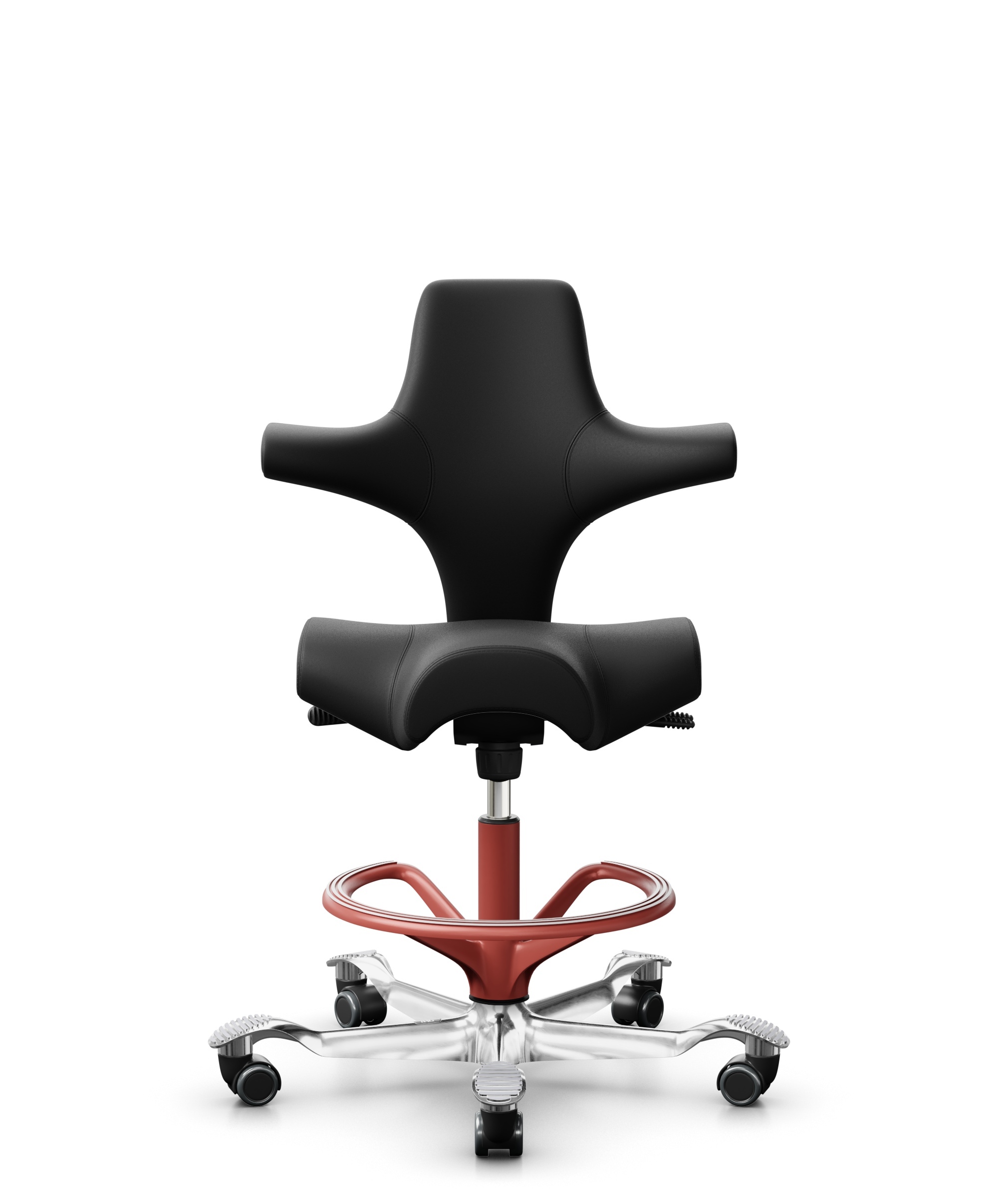 HÅG Capisco 8106 - Puxx 1 (Oniro) - Polyurethaan Kunstleer - PU215816 - Black - Framekleur - Blush Rose - Gasveer - 265 mm (Zithoogte 53-79cm) - Vloercontact - Harde wielen t.b.v. zachte vloeren - Voetenring - Ja, in framekleur - Voetster - Ja, voetste... - 1