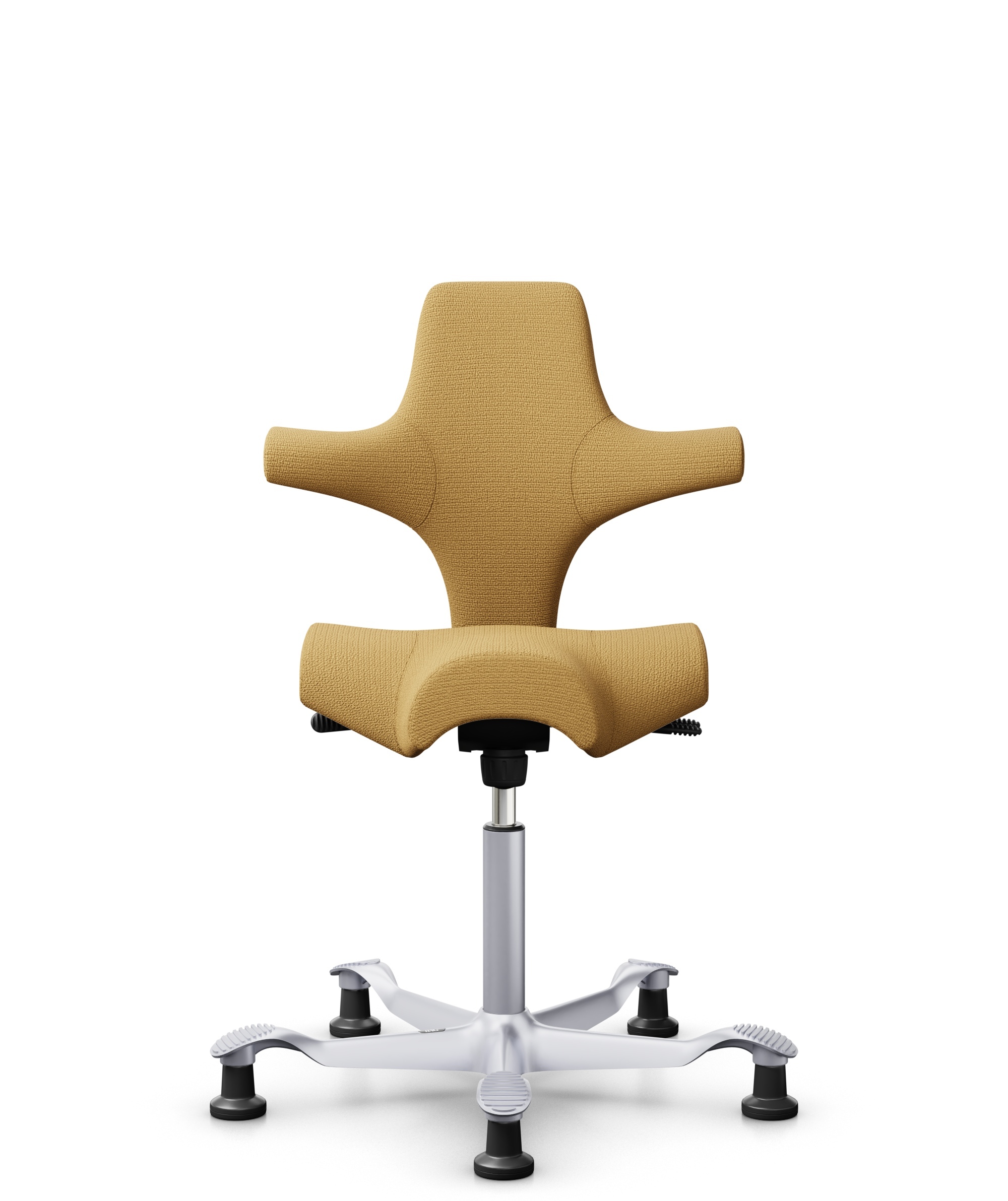 HÅG Capisco 8106 - Sirdal (GU) - Wol - SRD320 - Ochre - Framekleur - Zilver - Gasveer - 150 mm (Zithoogte 40-55cm) - Vloercontact - Glijdoppen - Voetenring - Nee, geen voetenring - Voetster - Nee, voetster in framekleur - 1