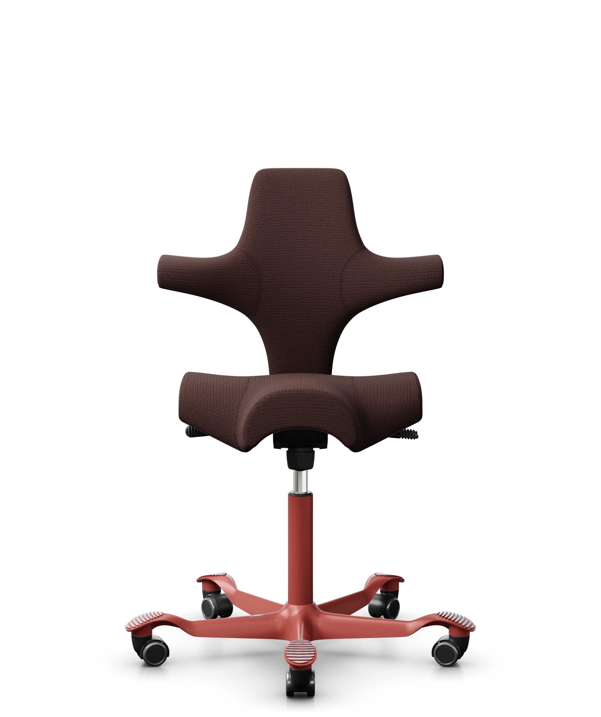 HÅG Capisco 8106 - Sirdal (GU) - Wol - SRD480 - Chestnut - Framekleur - Blush Rose - Gasveer - 150 mm (Zithoogte 40-55cm) - Vloercontact - Harde wielen t.b.v. zachte vloeren - Voetenring - Nee, geen voetenring - Voetster - Nee, voetster in framekleur - 1