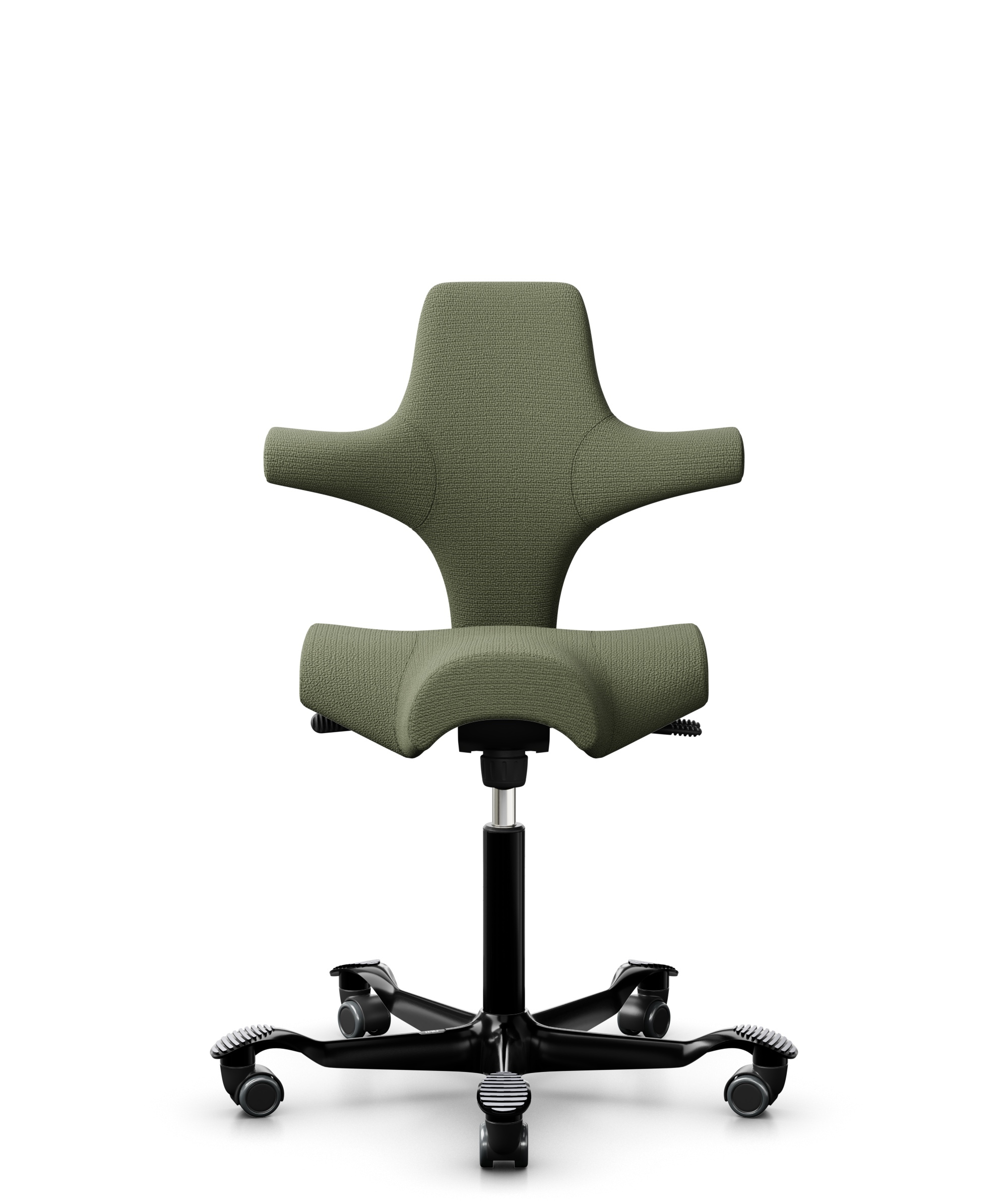HÅG Capisco 8106 - Sirdal (GU) - Wol - SRD960 - Green - Framekleur - Zwart - Gasveer - 200 mm (Zithoogte 46-64cm) - Vloercontact - Zachte wielen t.b.v. harde vloeren - Voetenring - Nee, geen voetenring - Voetster - Nee, voetster in framekleur - 1