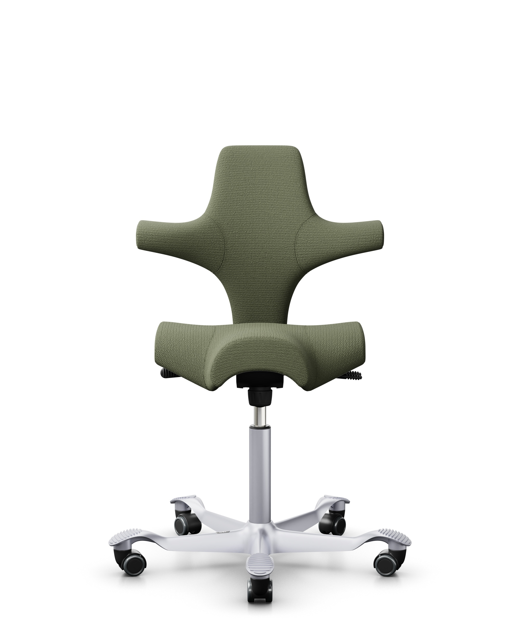 HÅG Capisco 8106 - Sirdal (GU) - Wol - SRD960 - Green - Framekleur - Zilver - Gasveer - 200 mm (Zithoogte 46-64cm) - Vloercontact - Zachte wielen t.b.v. harde vloeren - Voetenring - Nee, geen voetenring - Voetster - Nee, voetster in framekleur - 1