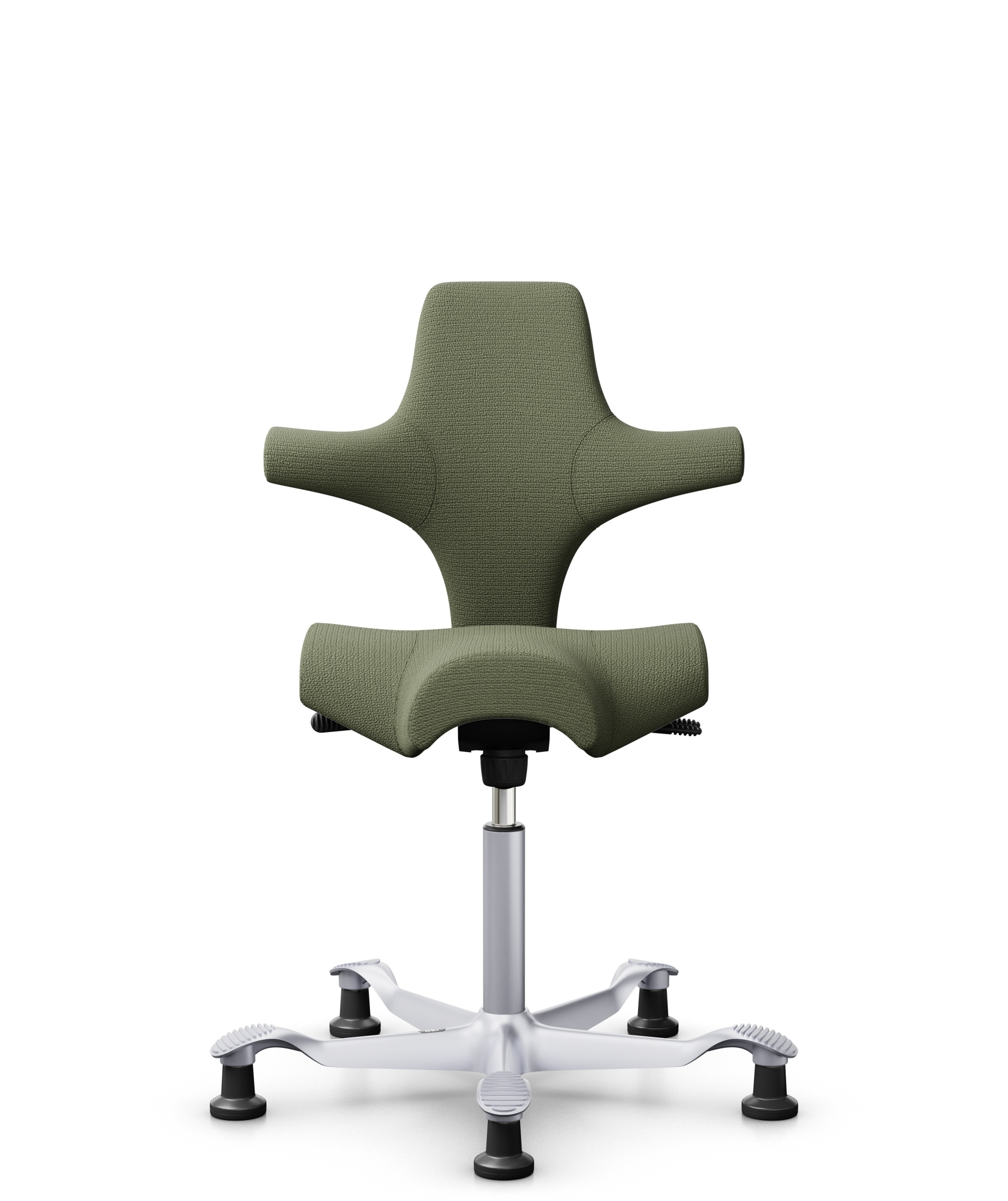 HÅG Capisco 8106 - Sirdal (GU) - Wol - SRD960 - Green - Framekleur - Zilver - Gasveer - 200 mm (Zithoogte 46-64cm) - Vloercontact - Glijdoppen - Voetenring - Nee, geen voetenring - Voetster - Nee, voetster in framekleur - 1