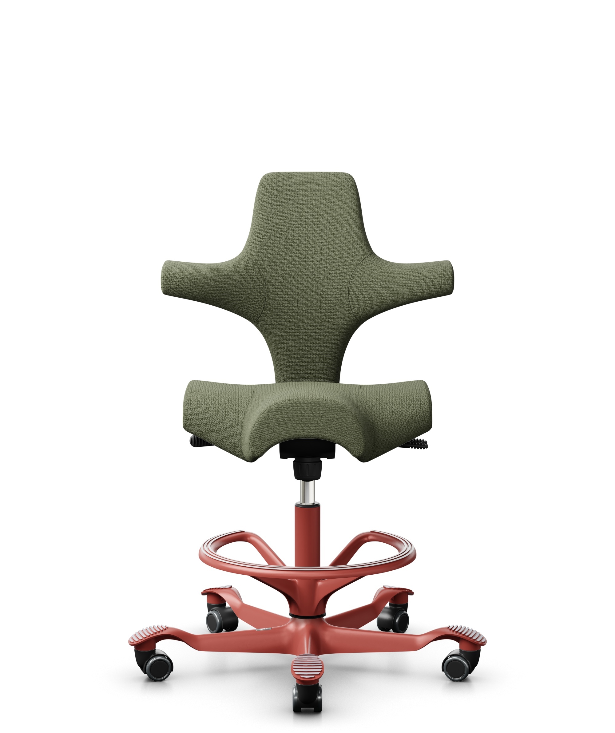 HÅG Capisco 8106 - Sirdal (GU) - Wol - SRD960 - Green - Framekleur - Blush Rose - Gasveer - 200 mm (Zithoogte 46-64cm) - Vloercontact - Zachte wielen t.b.v. harde vloeren - Voetenring - Ja, in framekleur - Voetster - Nee, voetster in framekleur - 1