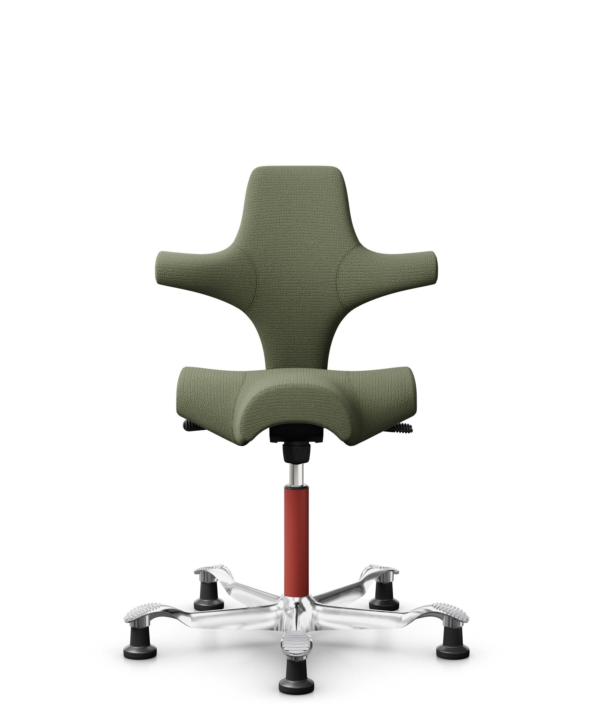 HÅG Capisco 8106 - Sirdal (GU) - Wol - SRD960 - Green - Framekleur - Blush Rose - Gasveer - 265 mm (Zithoogte 53-79cm) - Vloercontact - Glijdoppen - Voetenring - Nee, geen voetenring - Voetster - Ja, voetster in gepolijst aluminium - 1