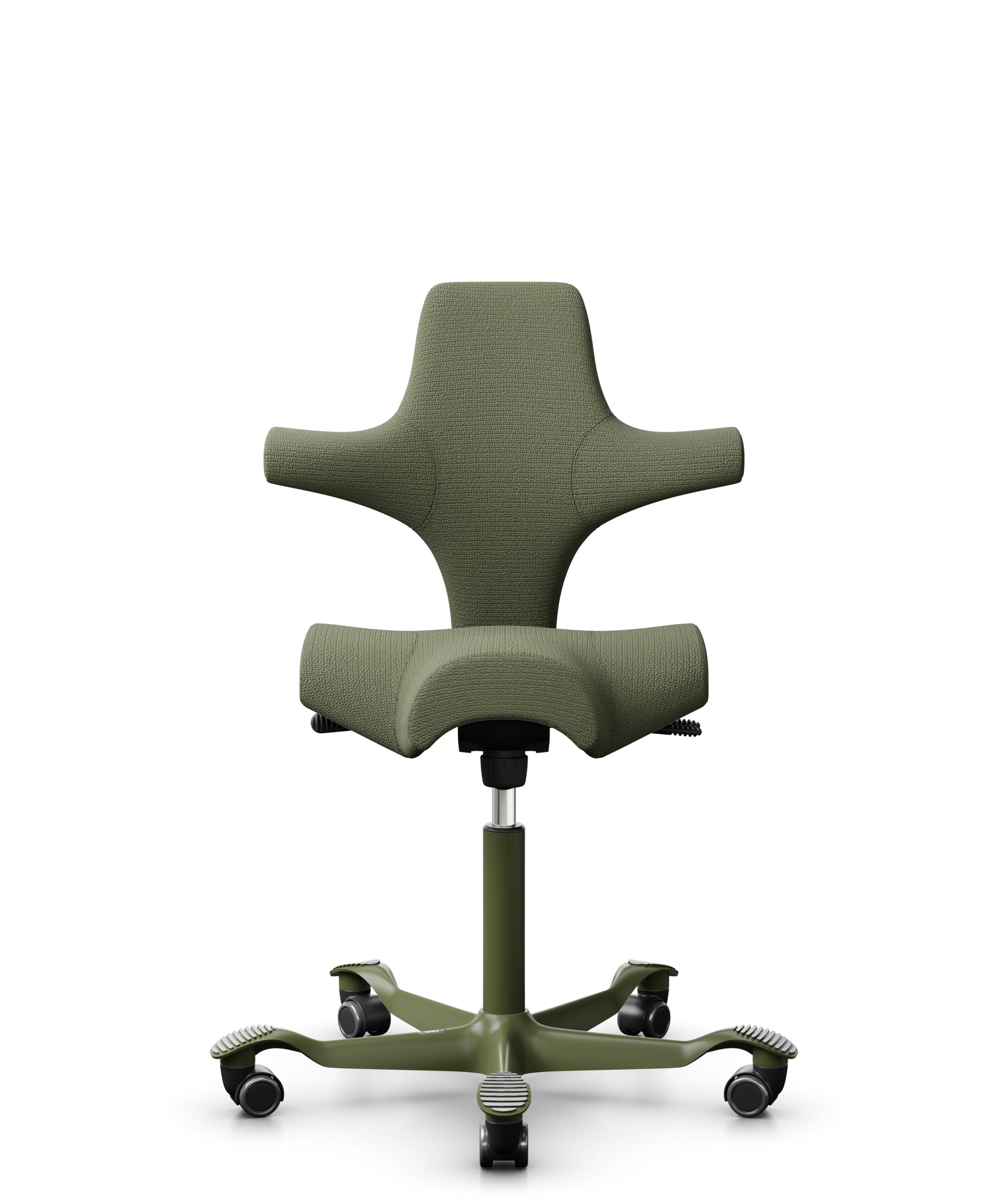 HÅG Capisco 8106 - Sirdal (GU) - Wol - SRD960 - Green - Framekleur - Moss Grey - Gasveer - 200 mm (Zithoogte 46-64cm) - Vloercontact - Harde wielen t.b.v. zachte vloeren - Voetenring - Nee, geen voetenring - Voetster - Nee, voetster in framekleur - 1
