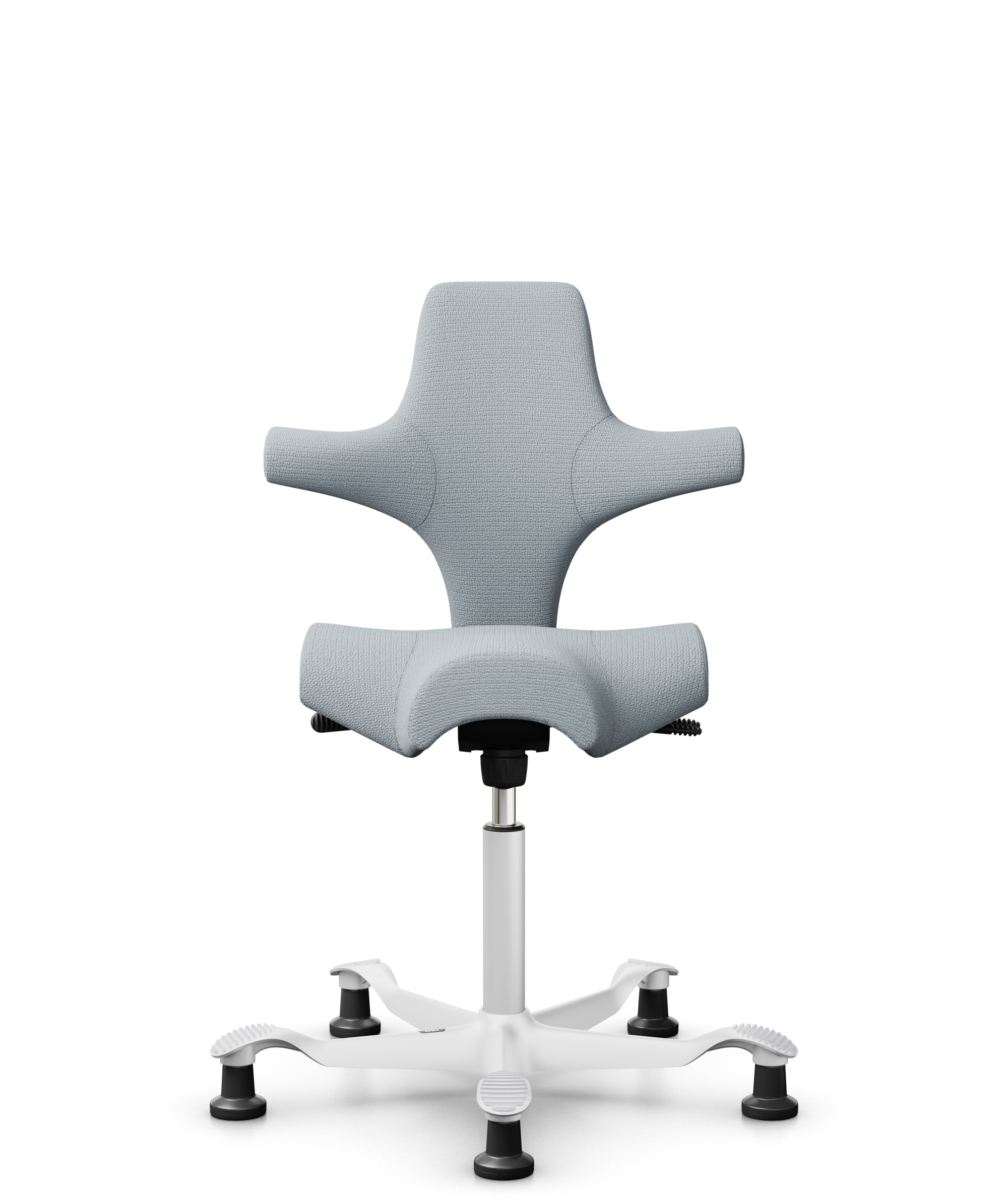 HÅG Capisco 8106 - Sirdal (GU) - Wol - SRD120 Light grey - Framekleur - Wit - Gasveer - 200 mm (Zithoogte 46-64cm) - Vloercontact - Glijdoppen - Voetenring - Nee, geen voetenring - Voetster - Nee, voetster in framekleur - 1