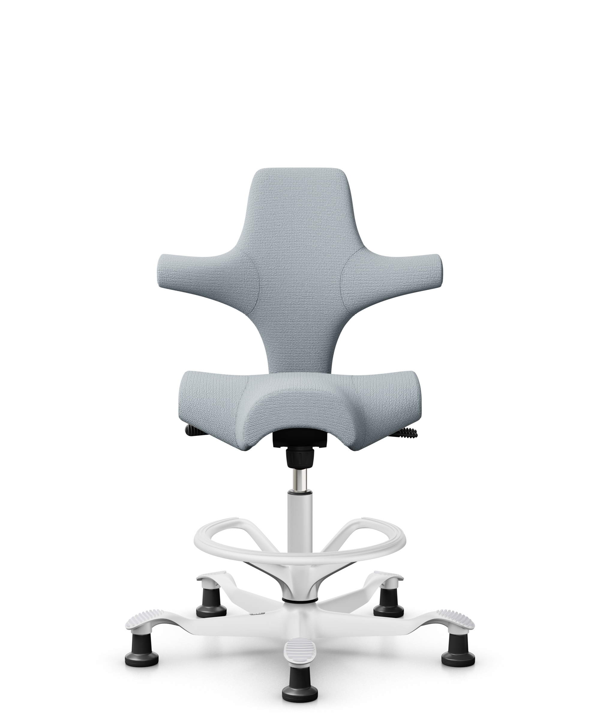 HÅG Capisco 8106 - Sirdal (GU) - Wol - SRD120 Light grey - Framekleur - Wit - Gasveer - 200 mm (Zithoogte 46-64cm) - Vloercontact - Glijdoppen - Voetenring - Ja, in framekleur - Voetster - Nee, voetster in framekleur - 1