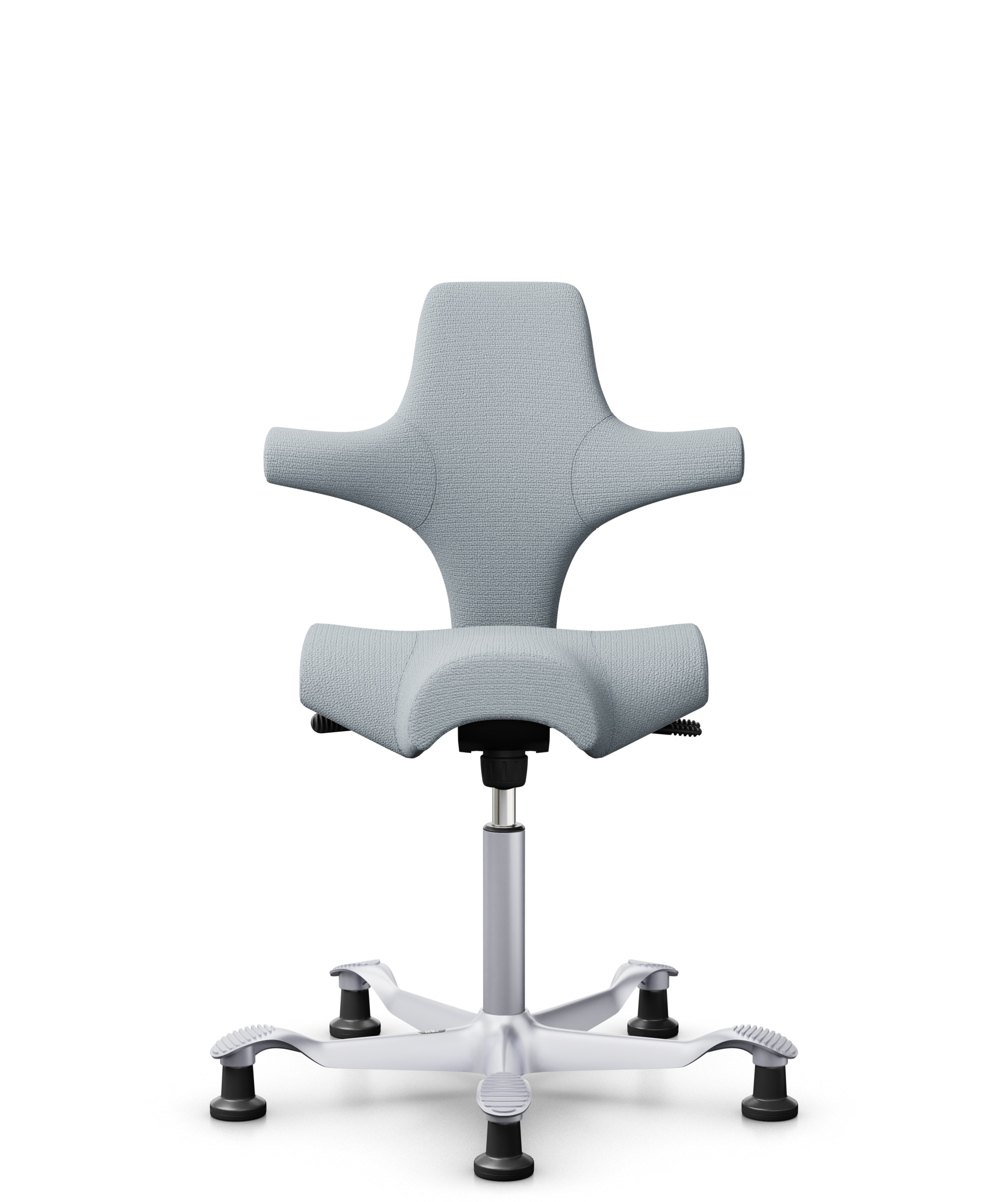 HÅG Capisco 8106 - Sirdal (GU) - Wol - SRD120 Light grey - Framekleur - Zilver - Gasveer - 200 mm (Zithoogte 46-64cm) - Vloercontact - Glijdoppen - Voetenring - Nee, geen voetenring - Voetster - Nee, voetster in framekleur - 1
