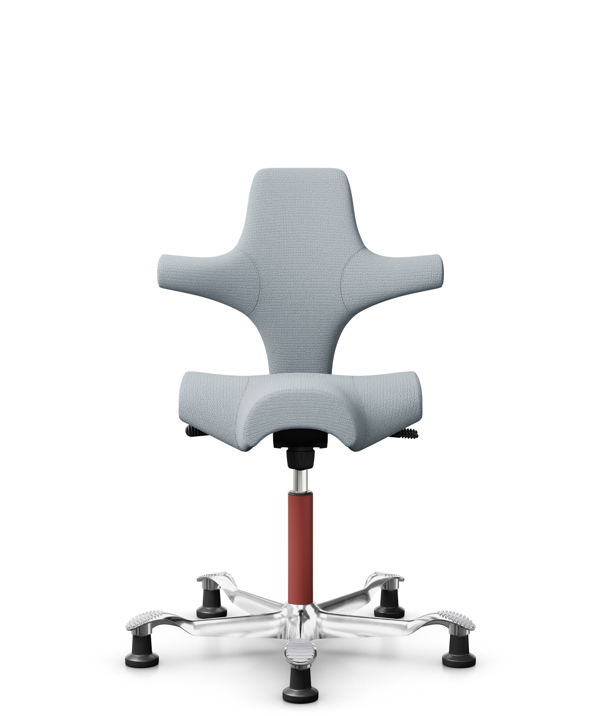HÅG Capisco 8106 - Sirdal (GU) - Wol - SRD120 Light grey - Framekleur - Blush Rose - Gasveer - 265 mm (Zithoogte 53-79cm) - Vloercontact - Glijdoppen - Voetenring - Nee, geen voetenring - Voetster - Ja, voetster in gepolijst aluminium - 1